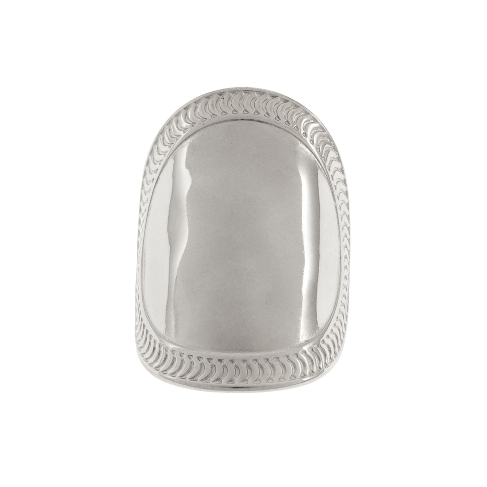 Anillo Ajustable Ovalado Plano con Textura 30MM PLATEADO