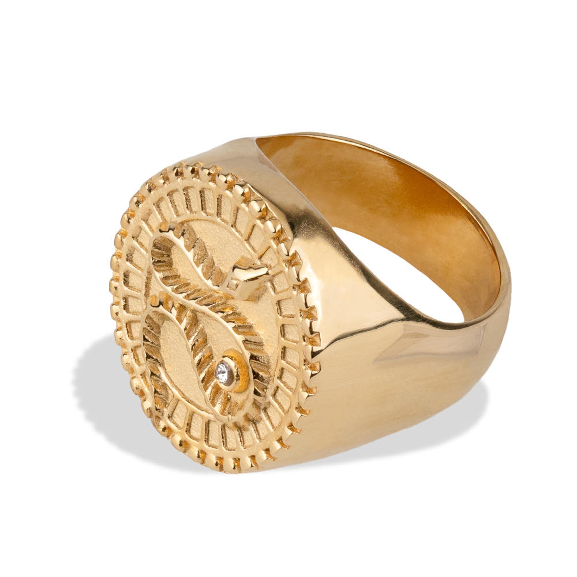 Anillo circular con serpiente y cristal 21mm