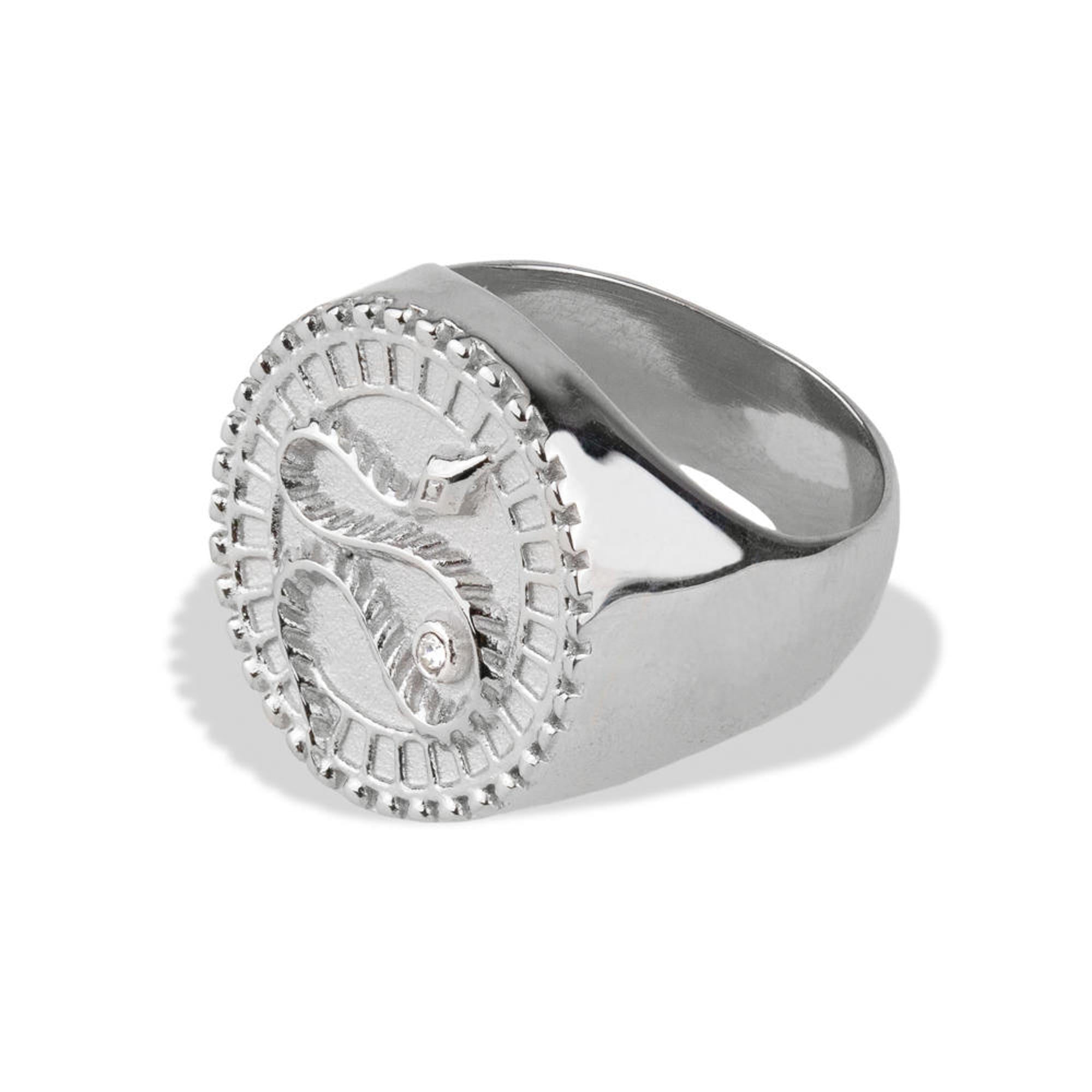 Anillo circular con serpiente y cristal 21mm