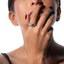 Anillo liso con cristales marquise y rombo 7mm