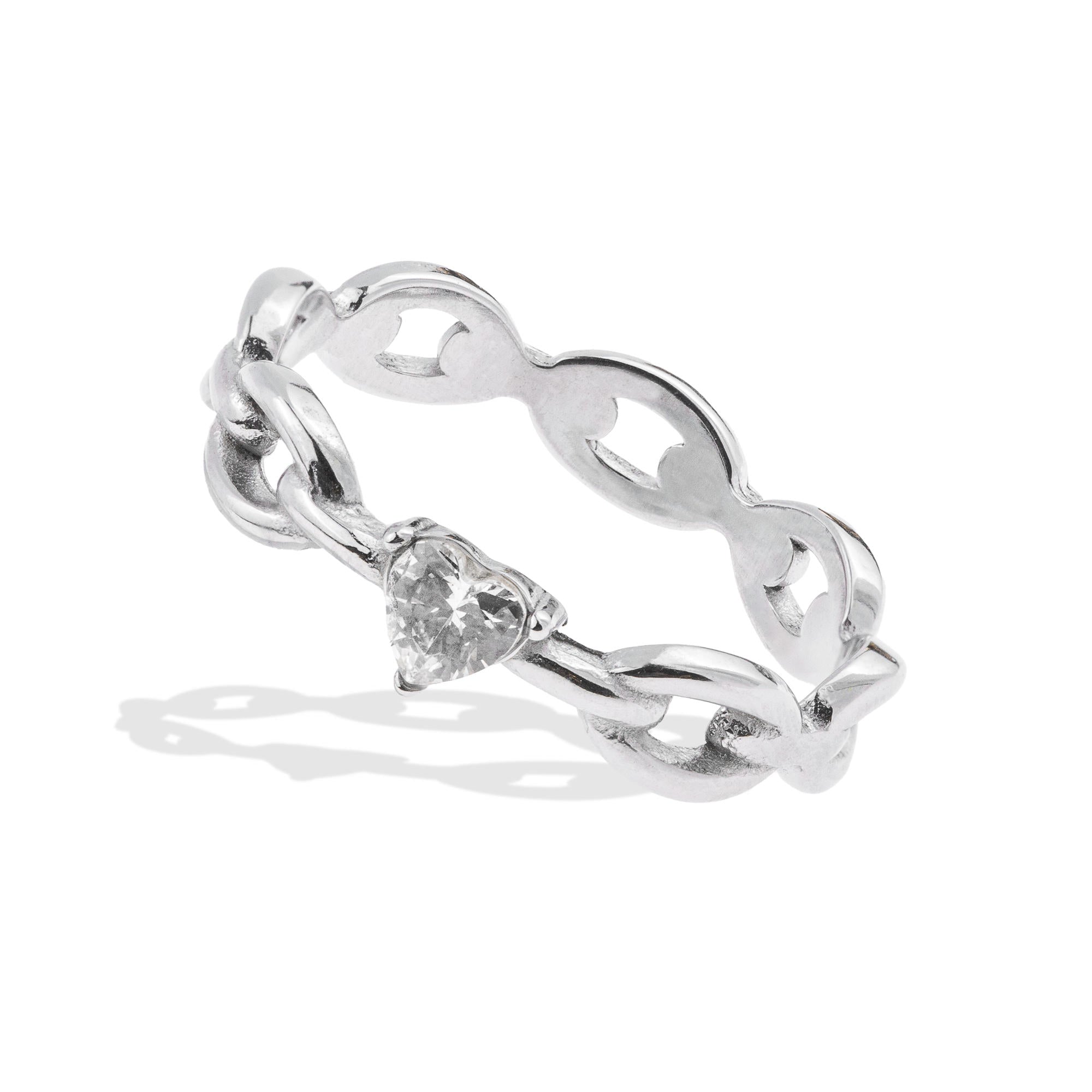 Anillo de eslabones con cristal de corazon 5mm