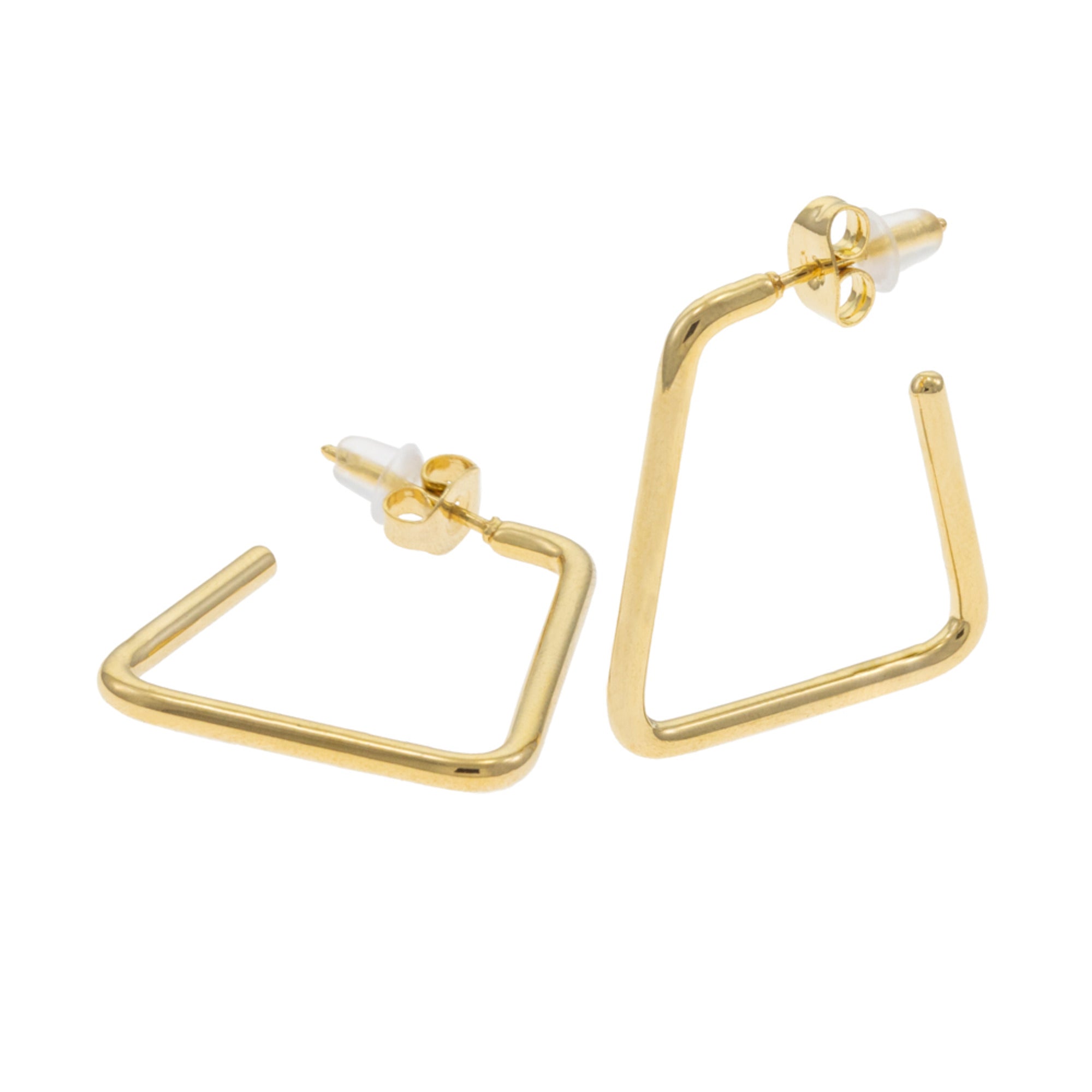 Arracada geometrica tubular lisa 25mm DORADO