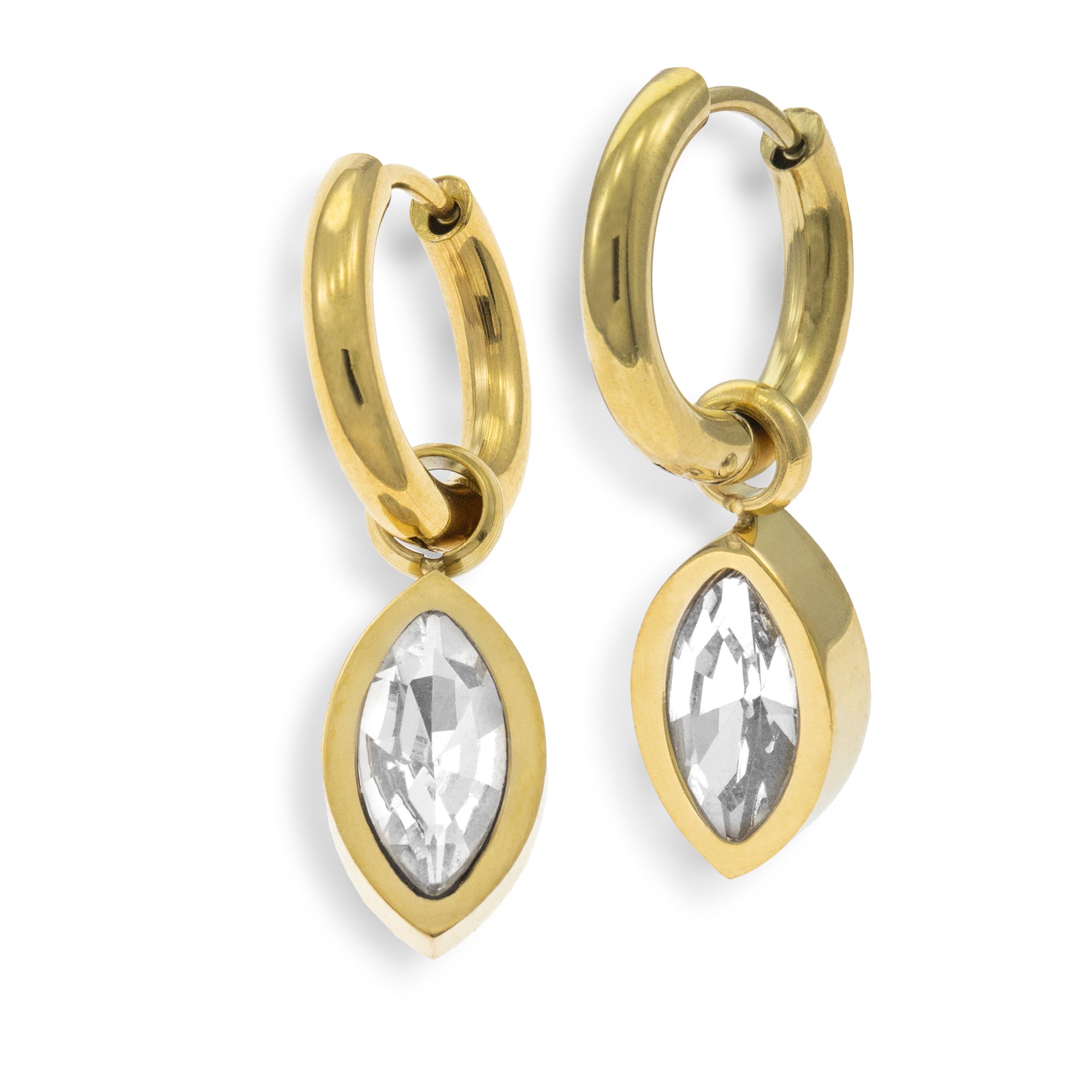 Huggies con cristal marquise colgante 26mm DORADO