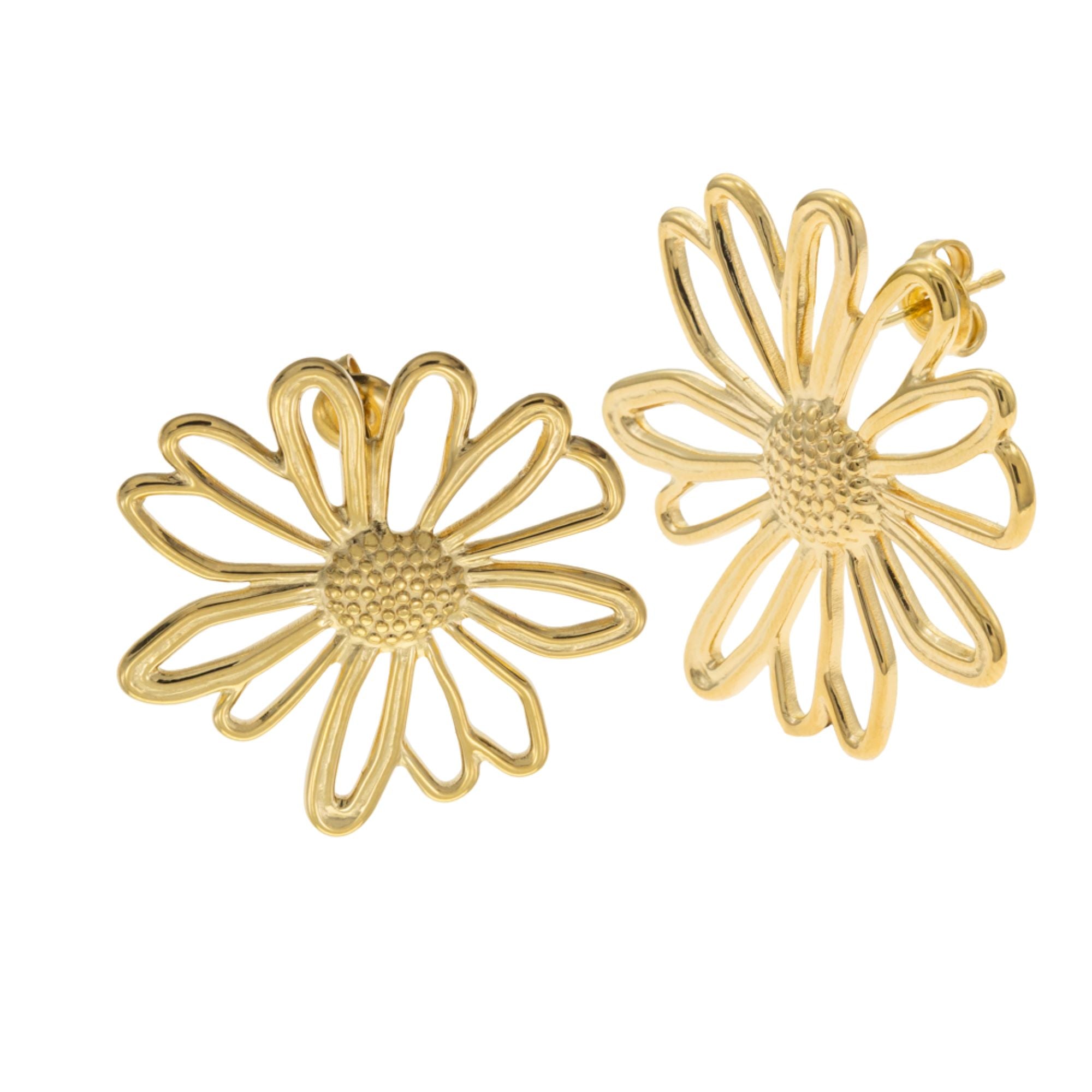 Arete con silueta de flor irregular 33mm DORADO