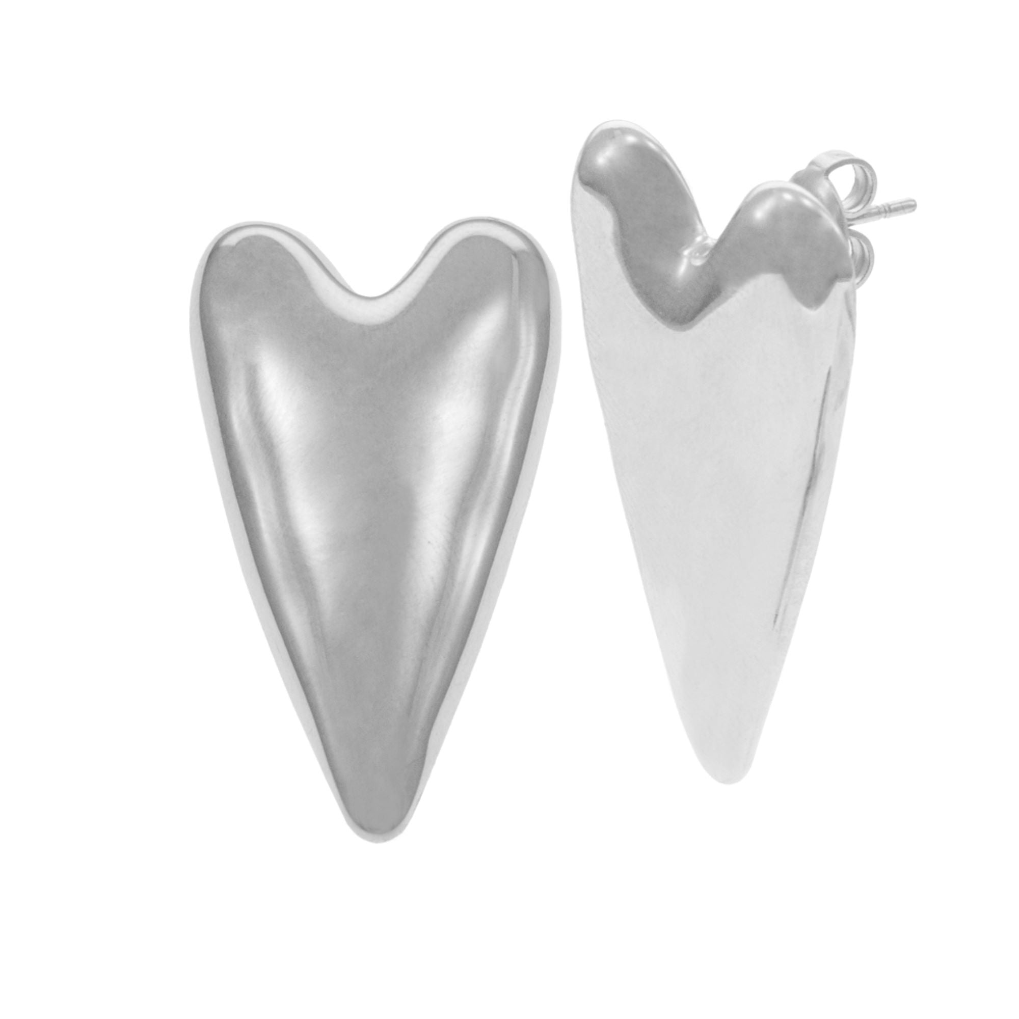 Arete de corazon alargado 35mm PLATEADO