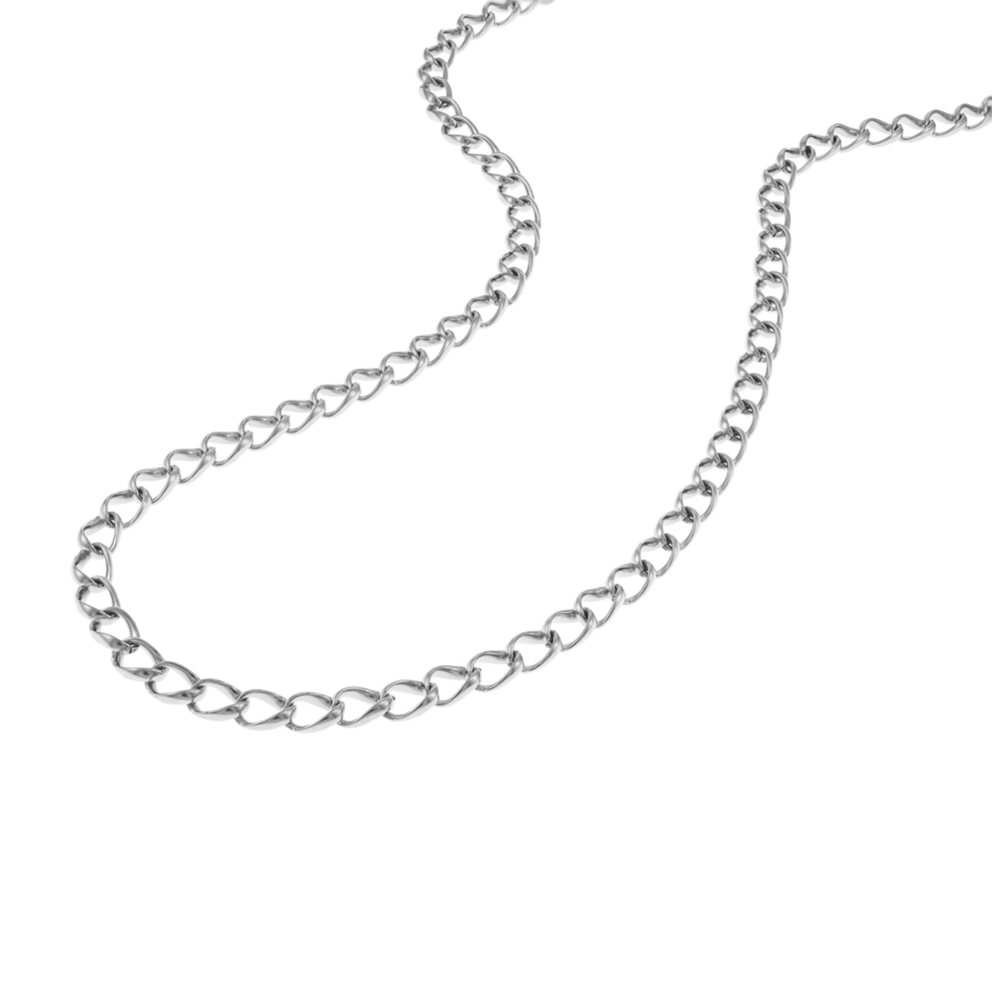 Cadena Eslabon Largo Semi Torcido 58CM Plateado