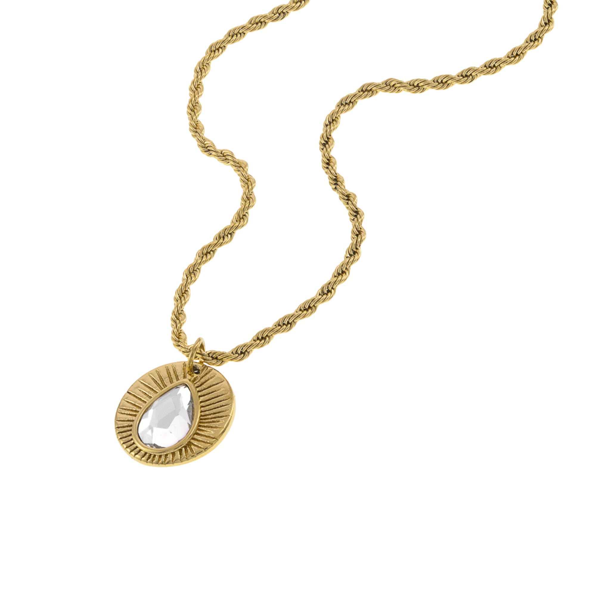 Collar con Gota Cristal 51CM Dorado