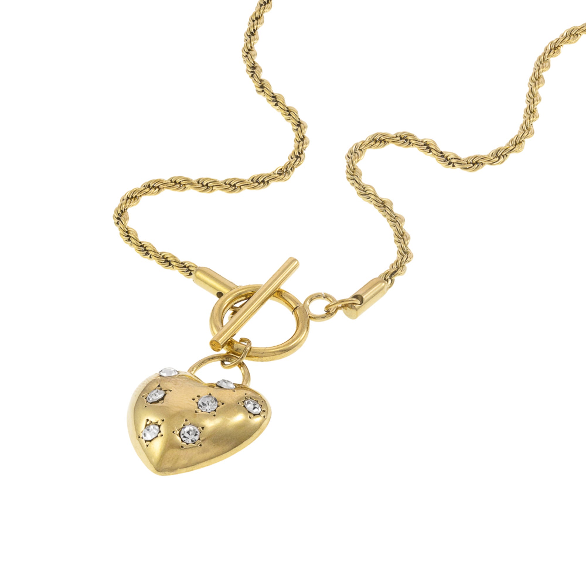 Collar Corazon con Cristal y Broche T 55CM