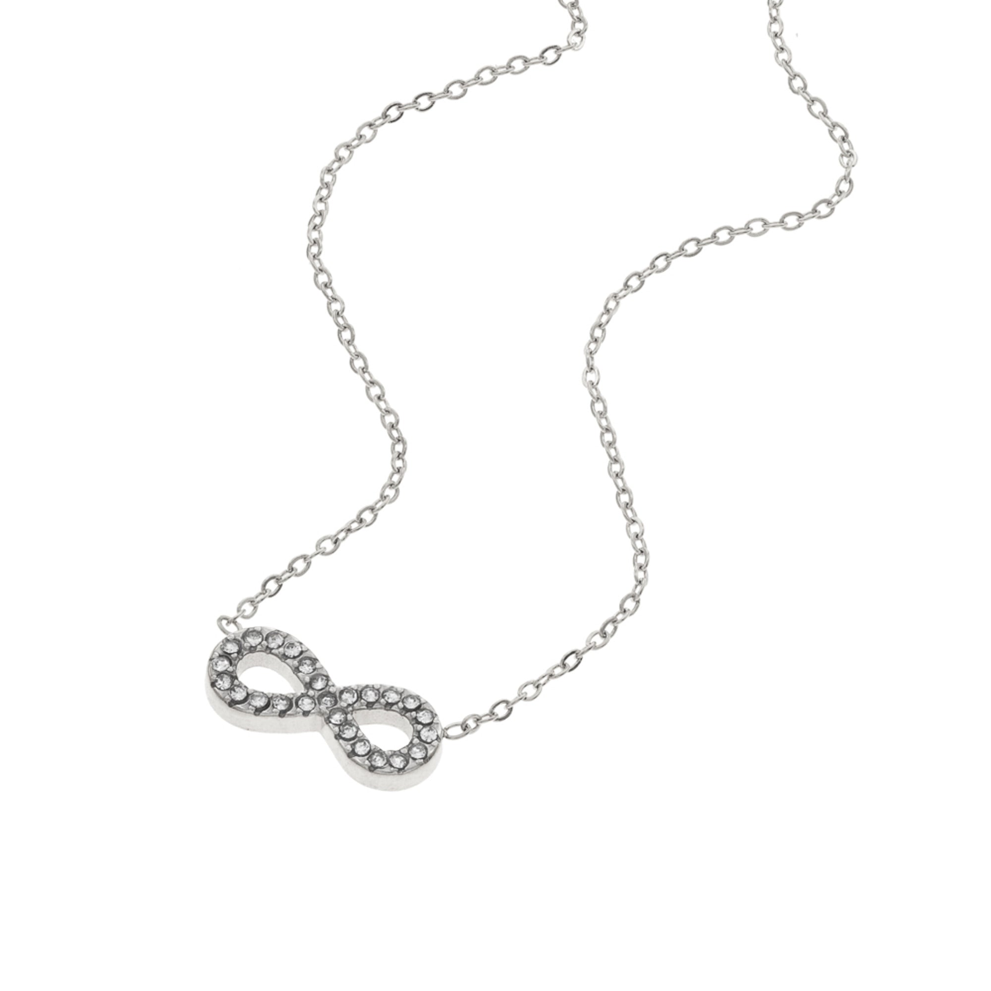 Collar Infinito con Cristal 45CM Plateado