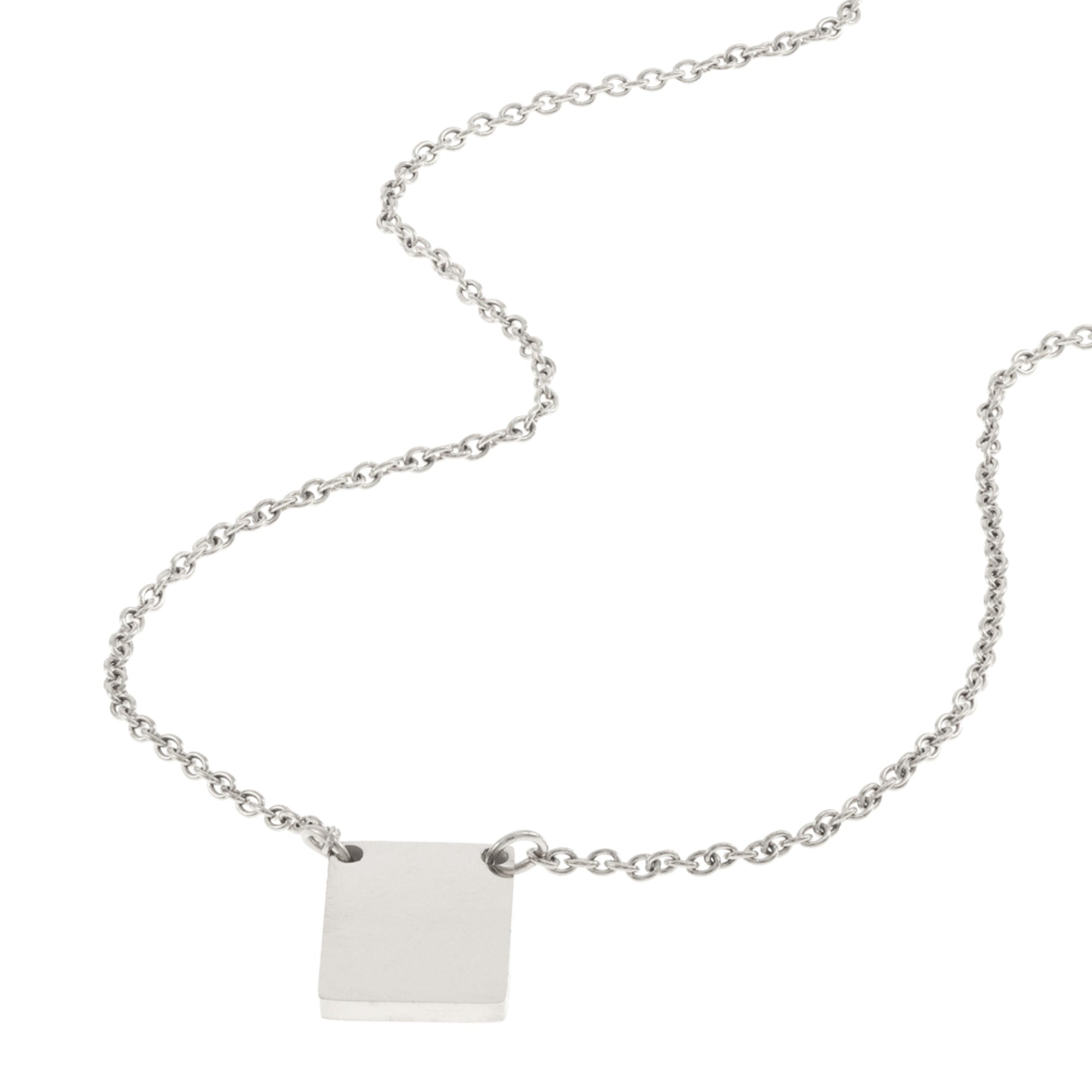Collar Placa Rectangular Lisa 45CM PLATEADO