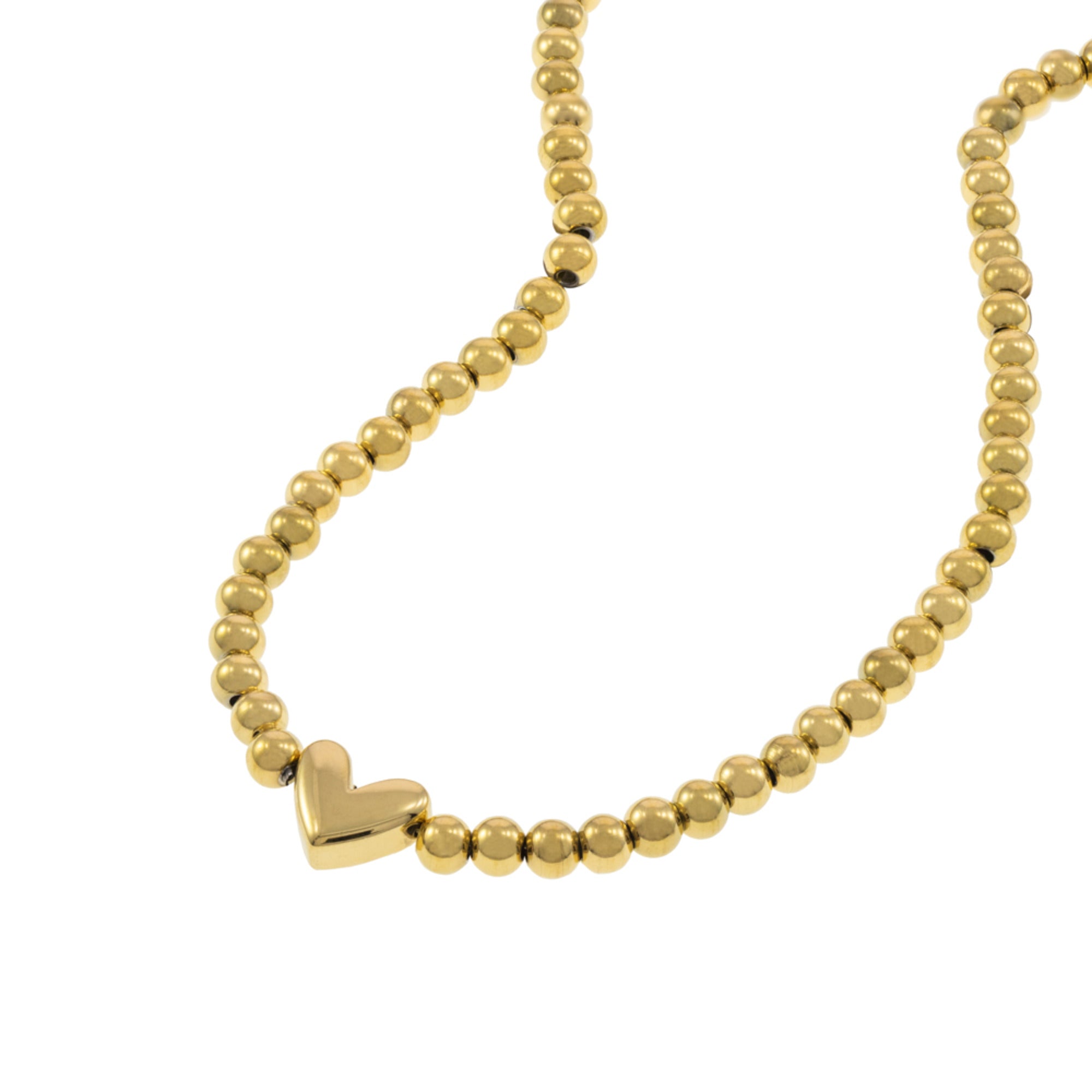 Gargantilla de balines con corazon liso 40cm DORADO