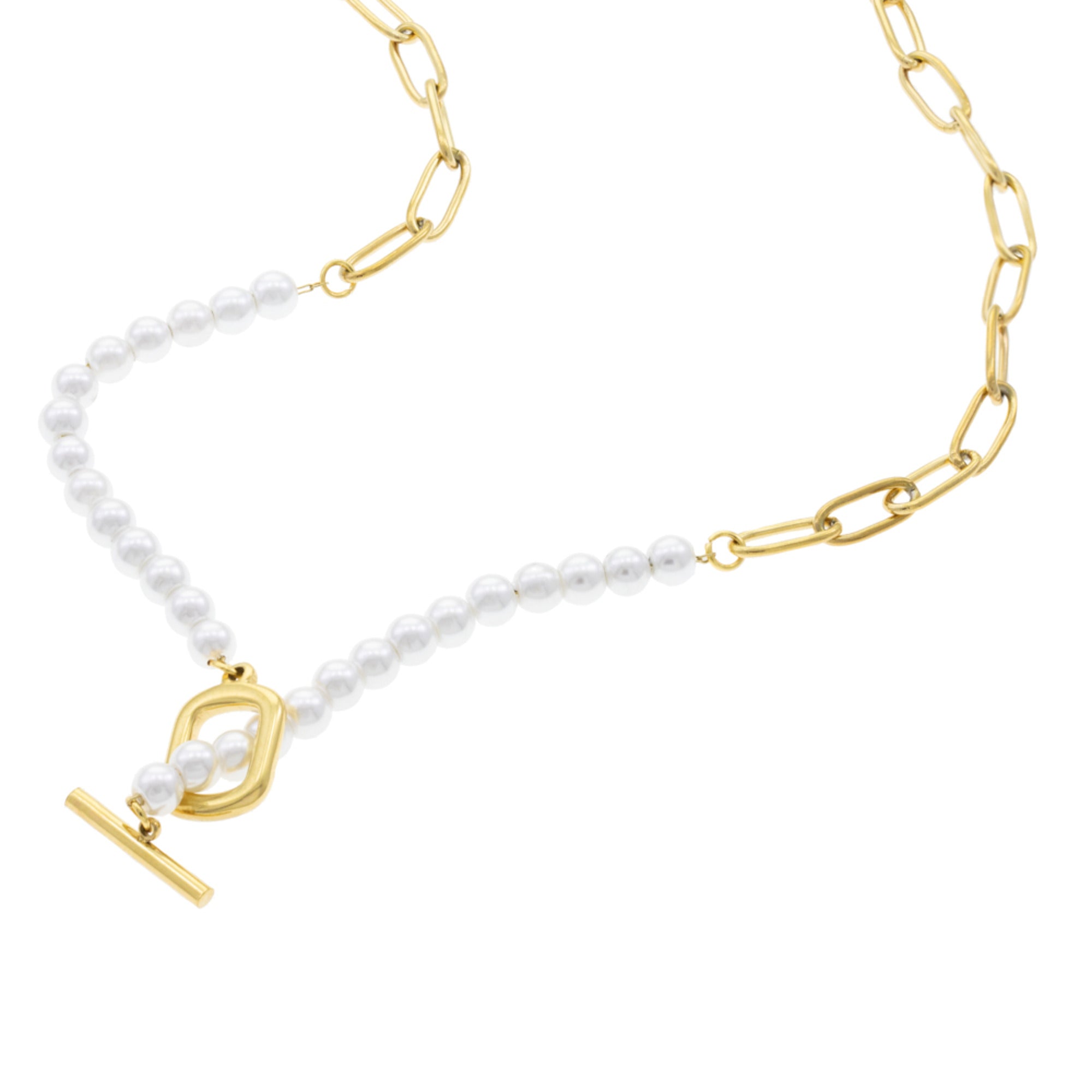 Collar de perlas con eslabon largo 50cm