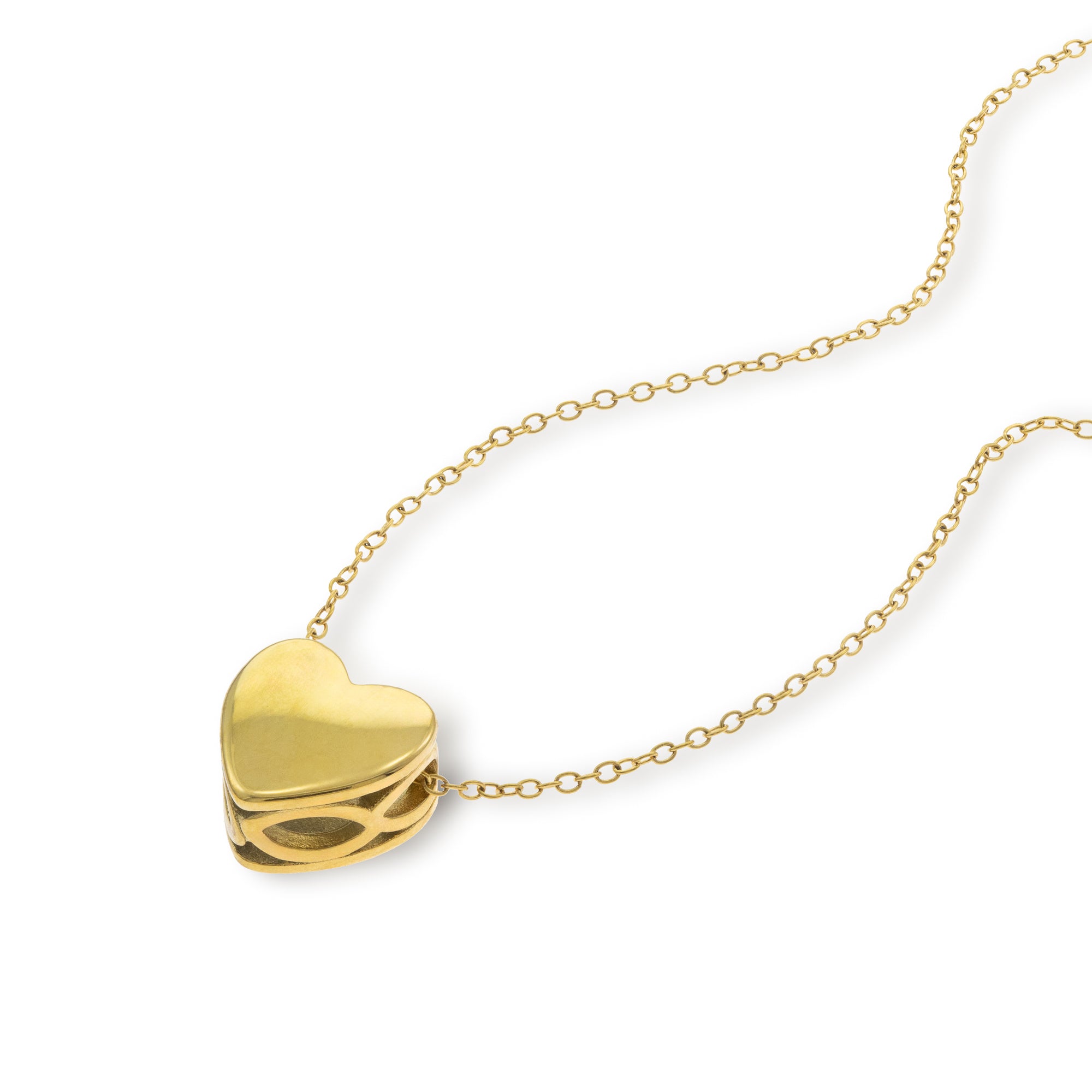 Collar de corazon hueco con ovalos laterales 45cm DORADO