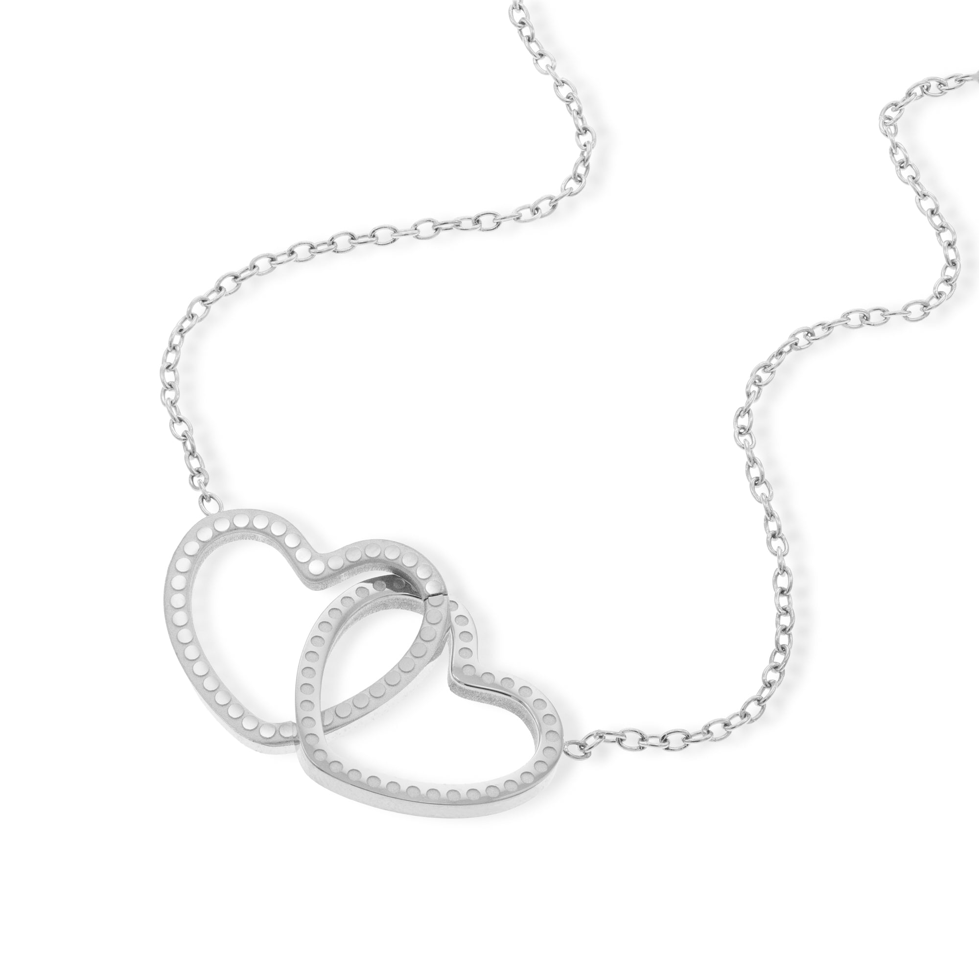 Collar con silueta de corazones entrelazados 45cm PLATEADO