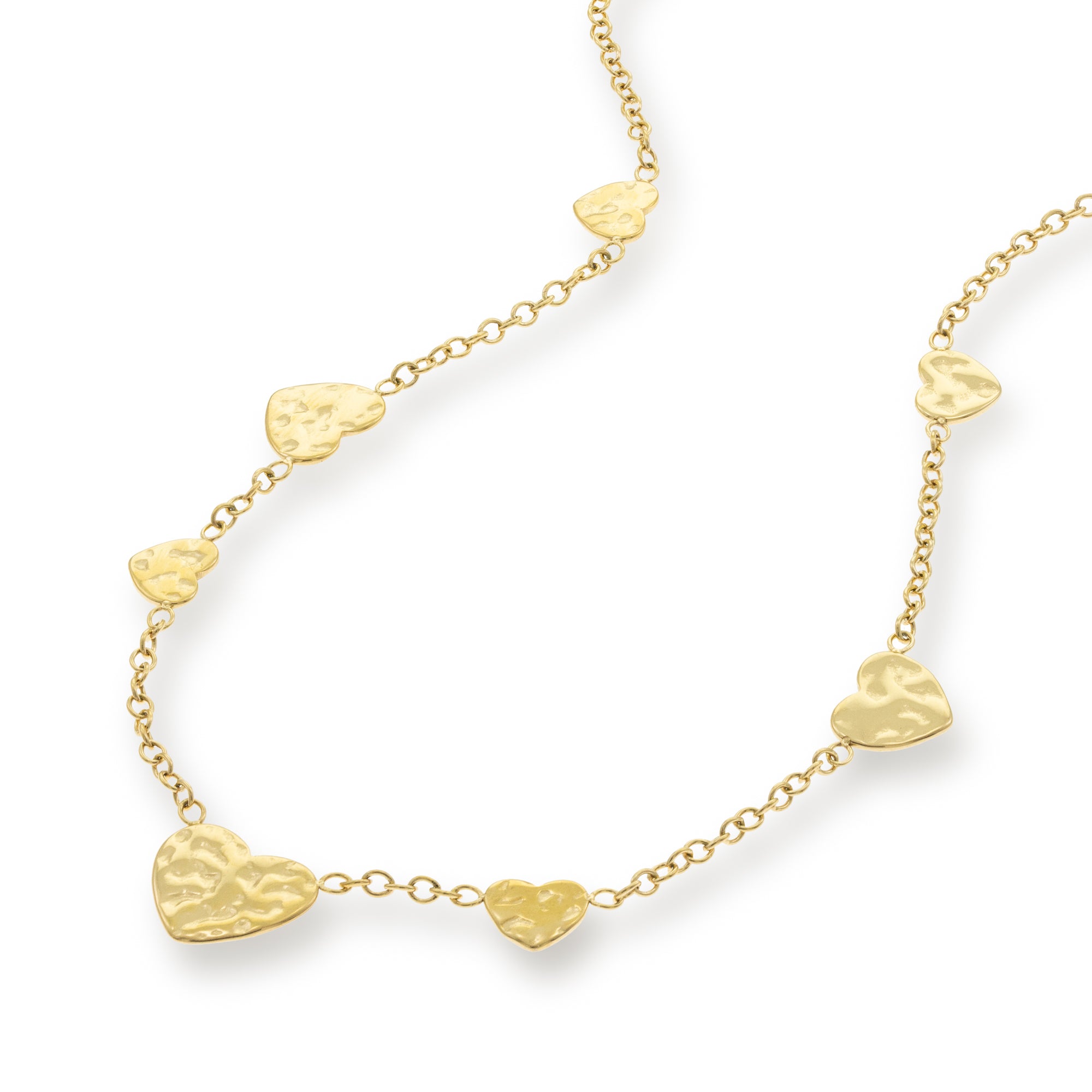 Gargantilla con corazones martillados 40cm DORADO