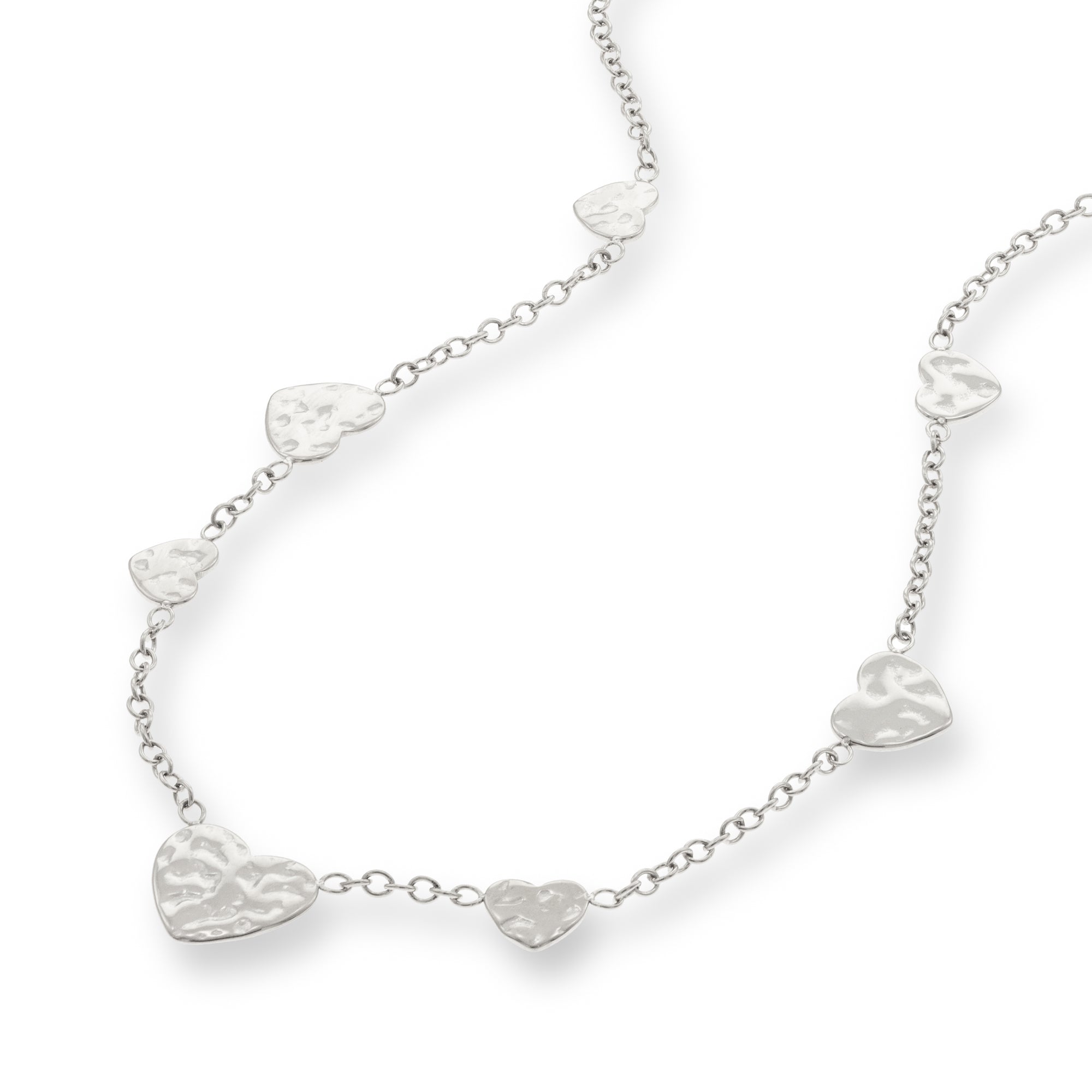 Gargantilla con corazones martillados 40cm PLATEADO
