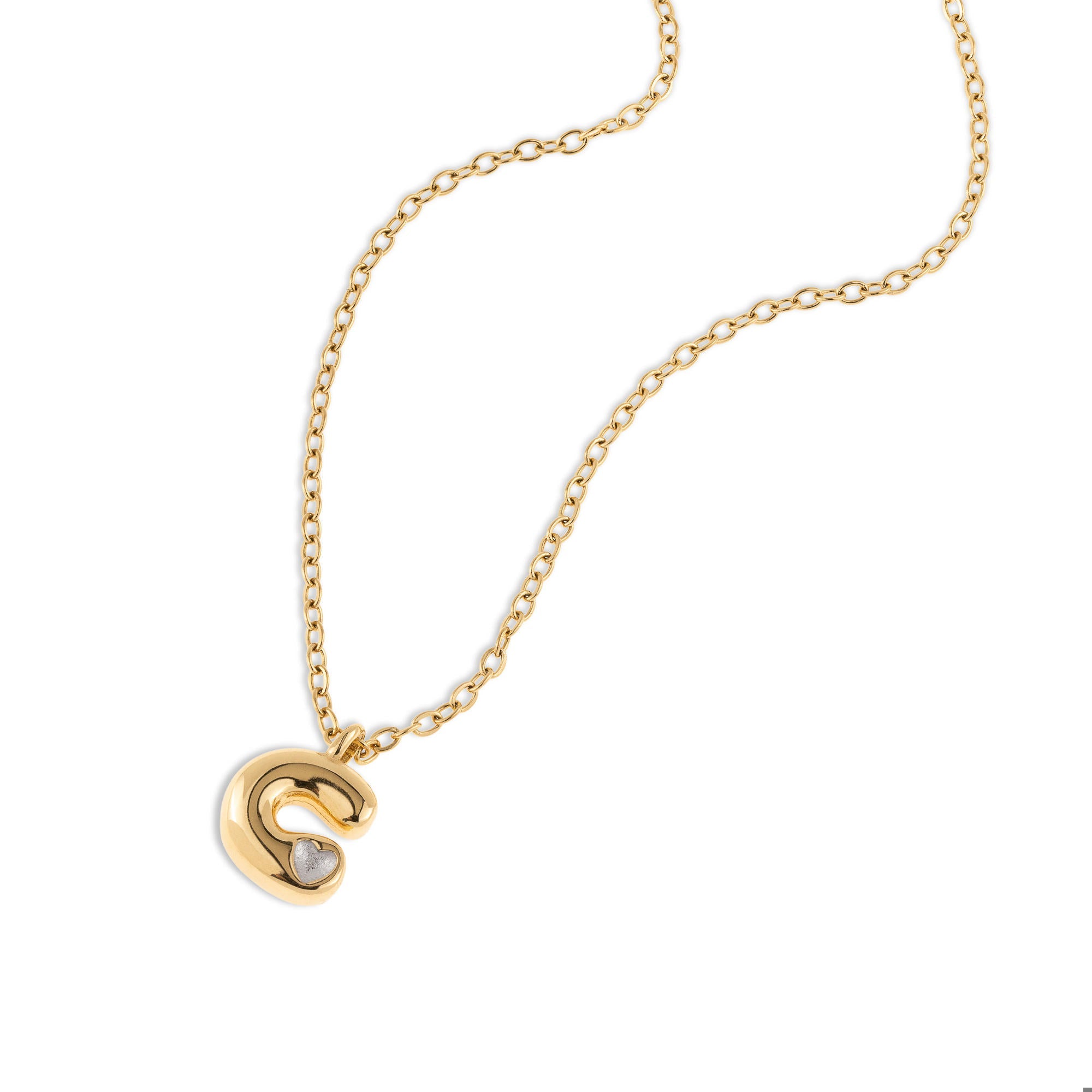 Collar letra a ajustable estilo bombacho con corazon 55cm