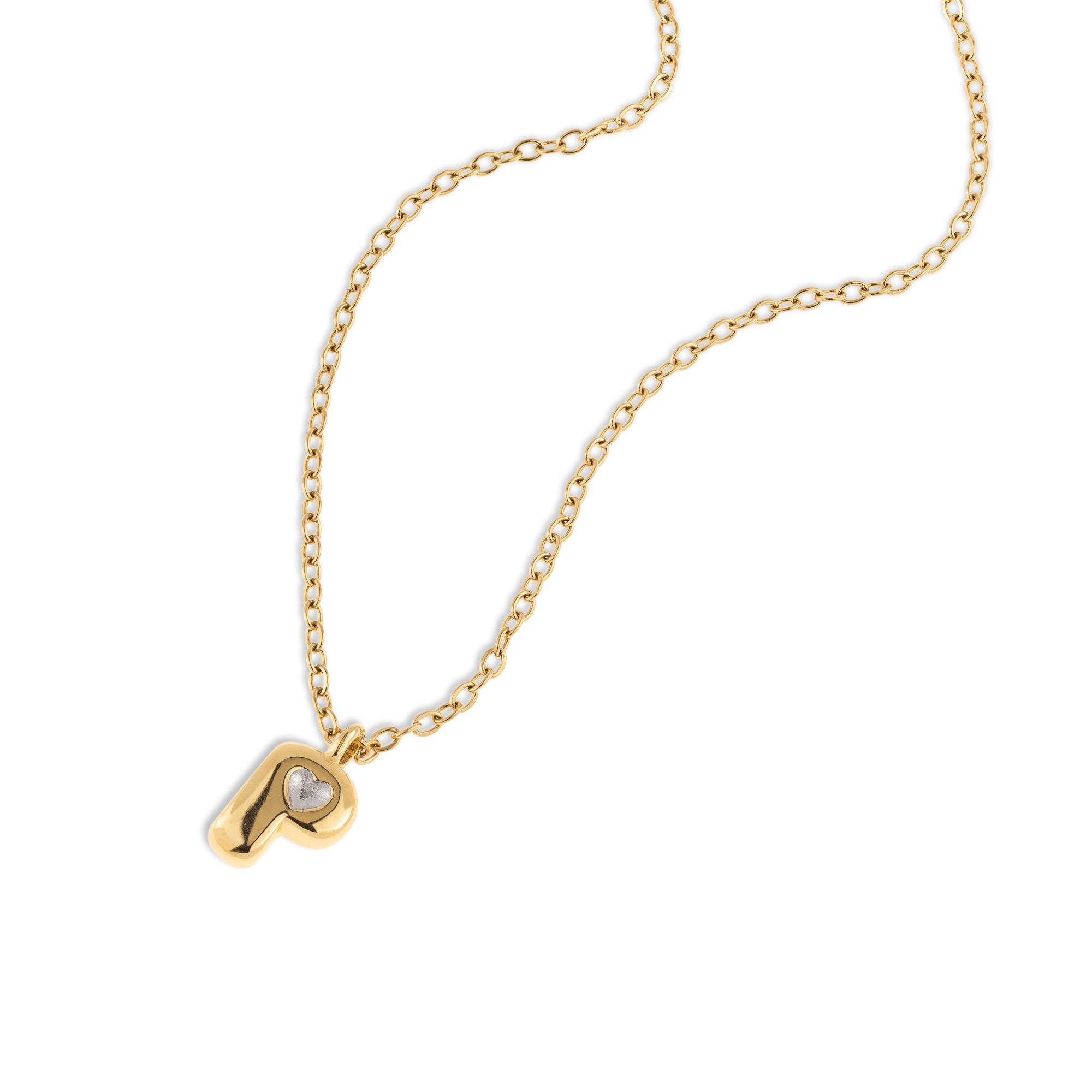 Collar letra a ajustable estilo bombacho con corazon 55cm