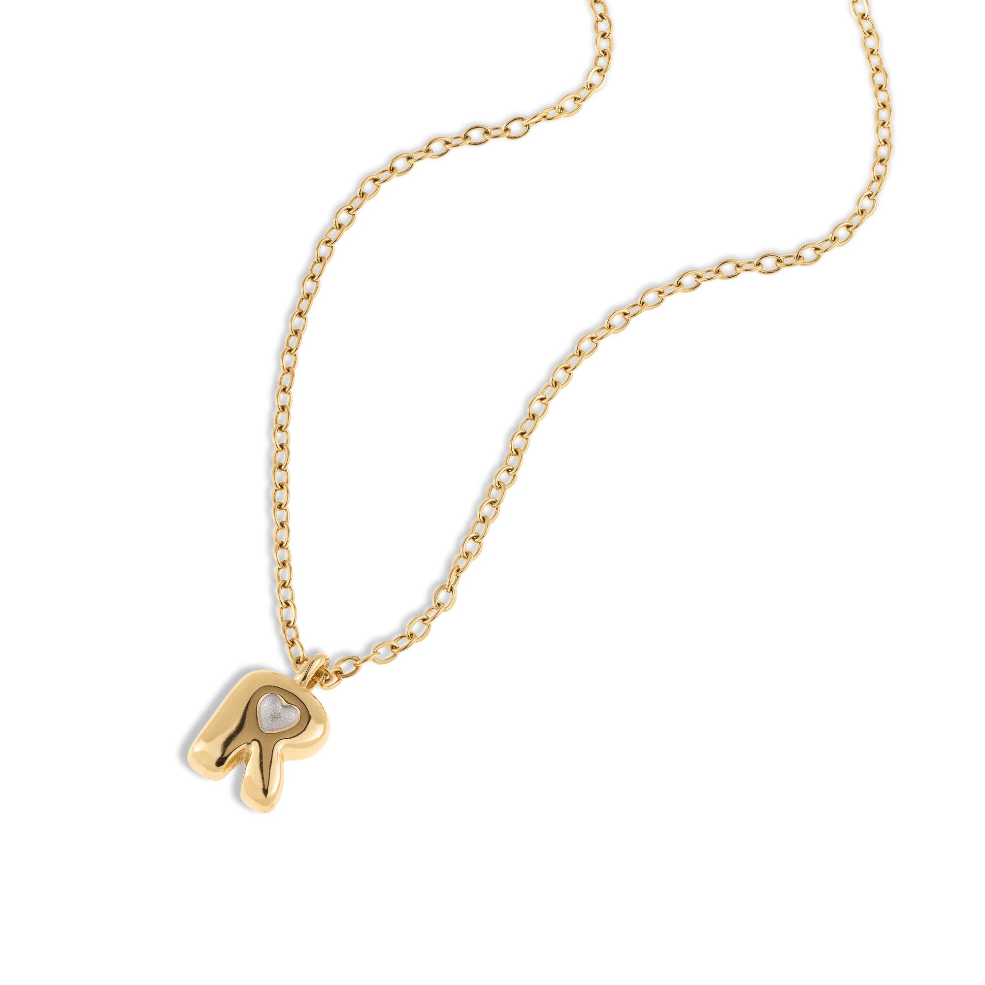 Collar letra a ajustable estilo bombacho con corazon 55cm