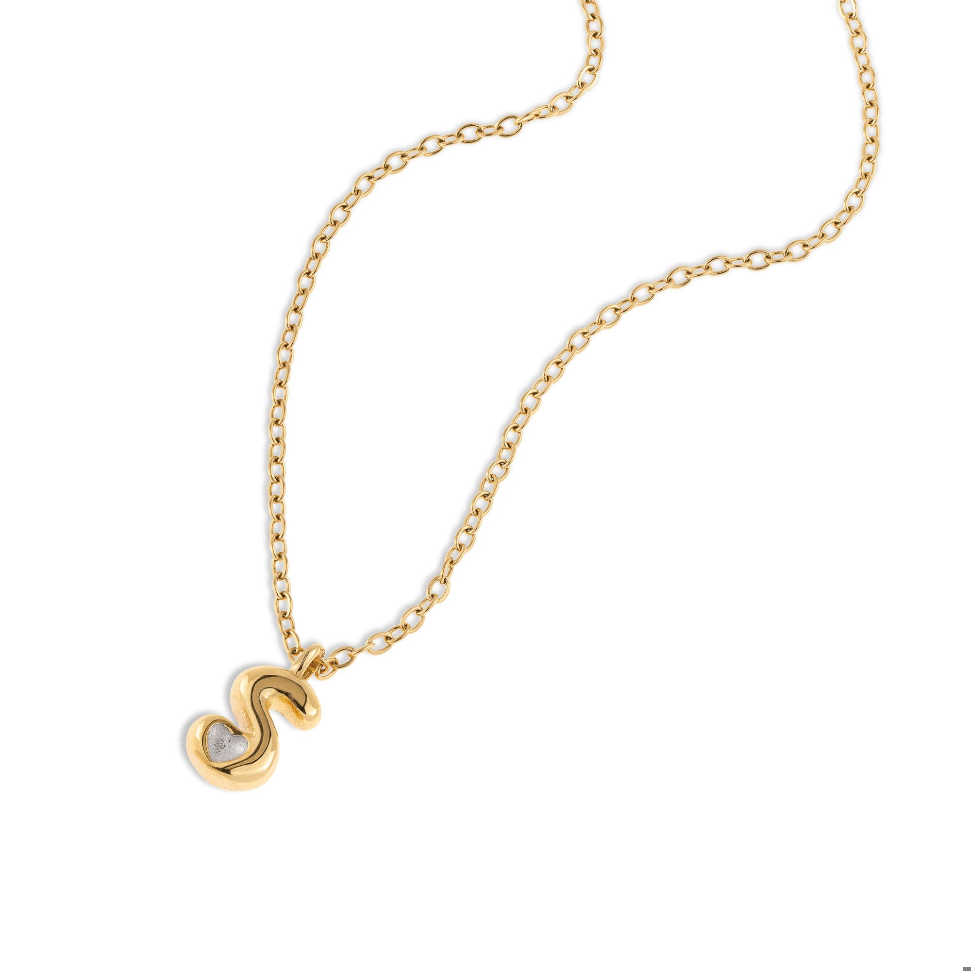 Collar letra a ajustable estilo bombacho con corazon 55cm