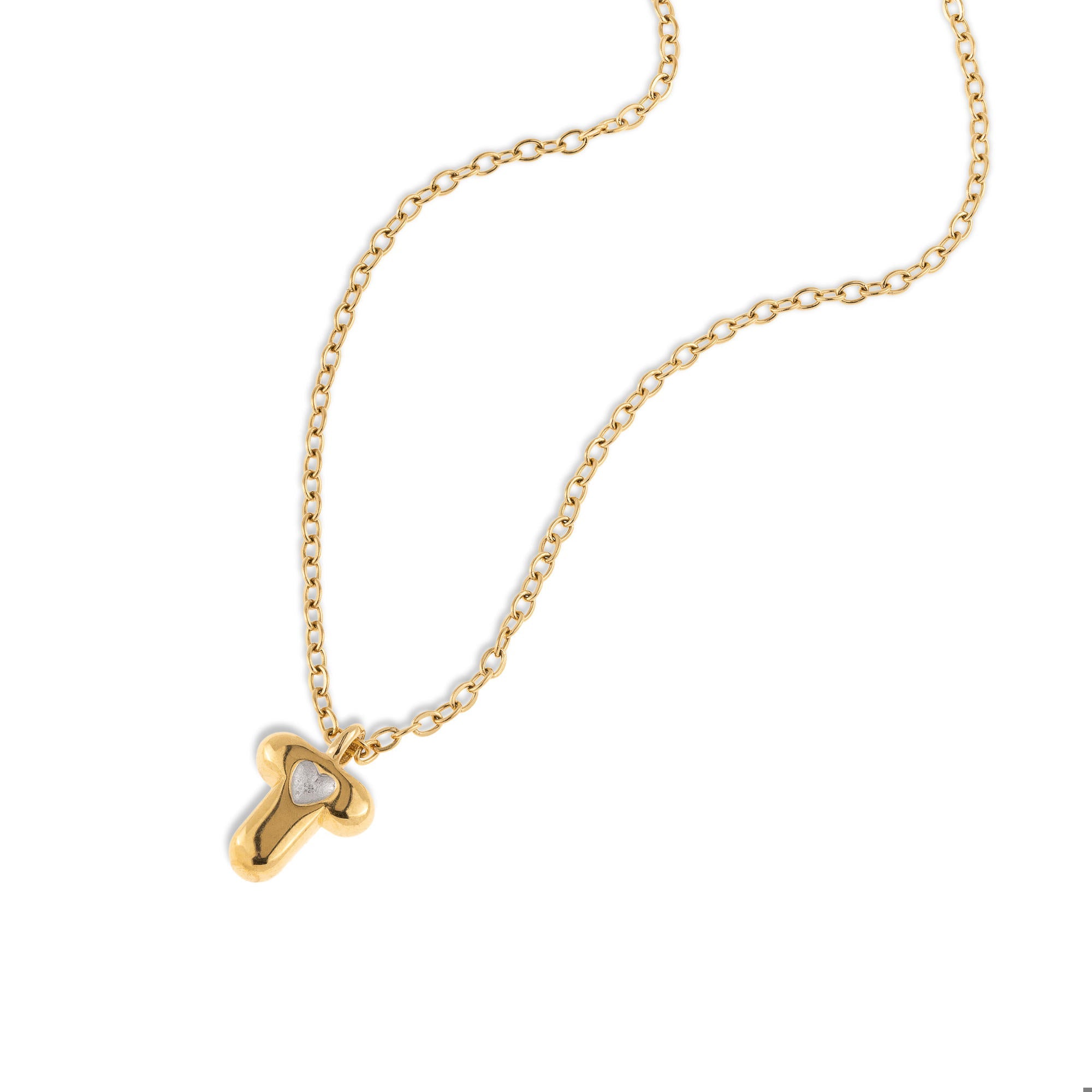 Collar letra a ajustable estilo bombacho con corazon 55cm