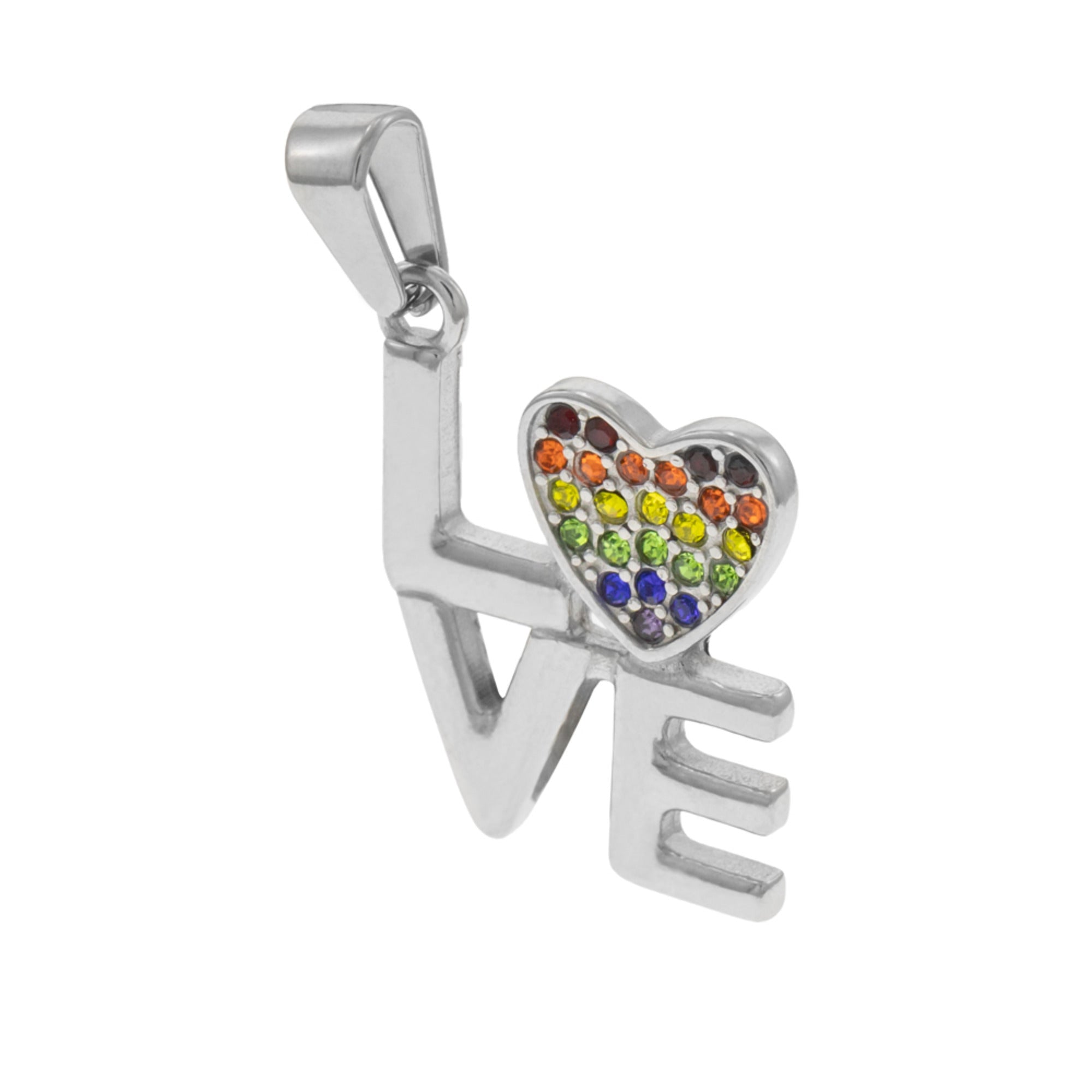 Dije Love y Corazon con Cristal Multicolor 20MM
