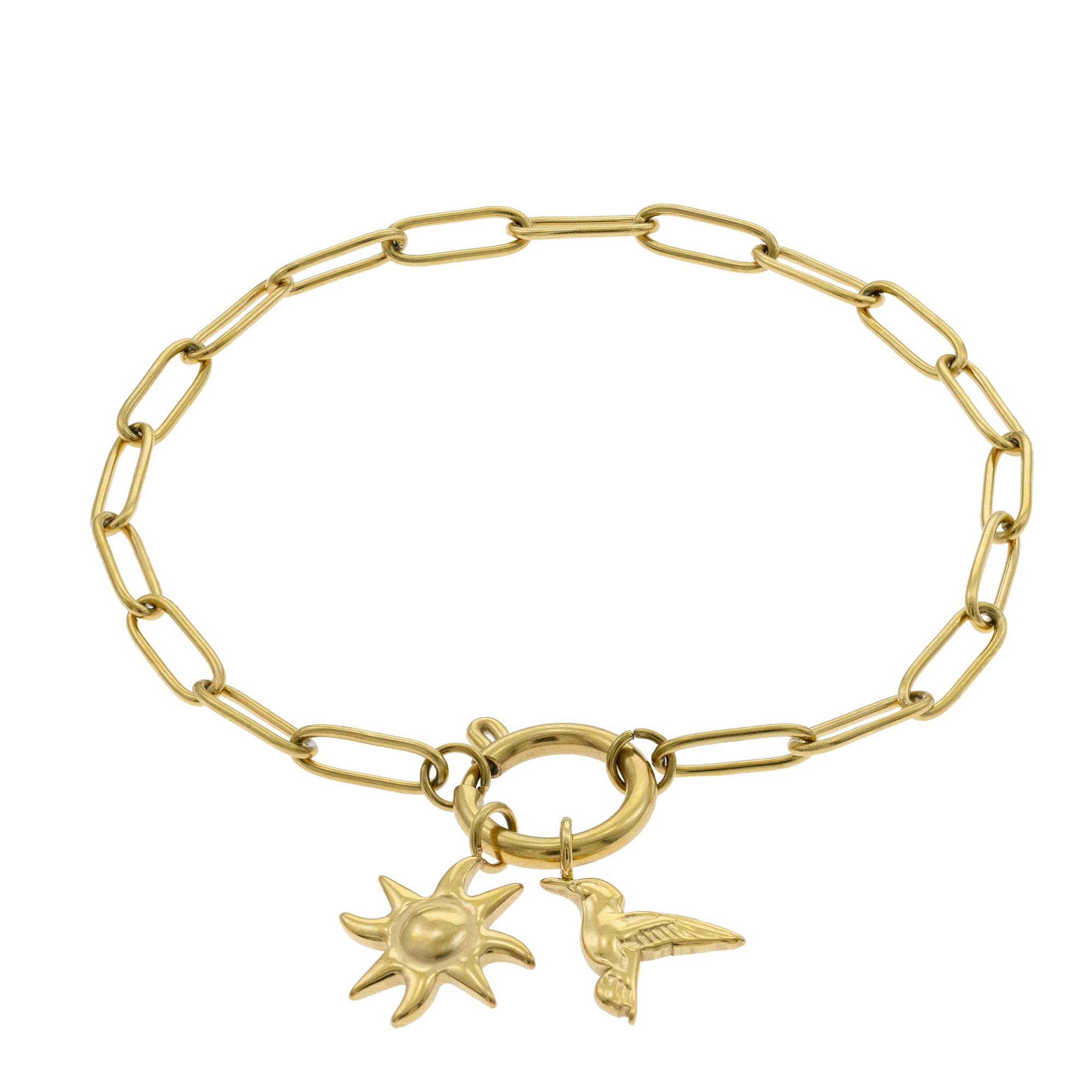 Pulsera de sol y colibri 19cm DORADO