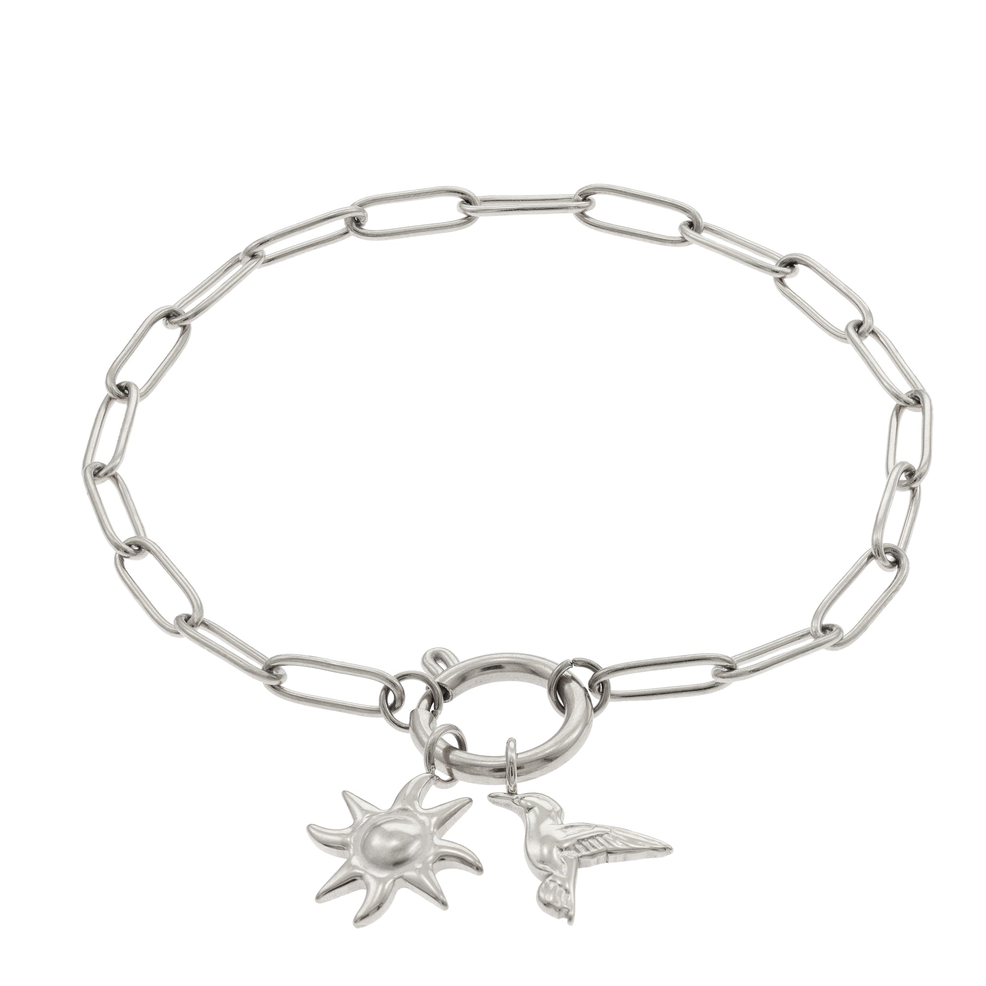 Pulsera de sol y colibri 19cm PLATEADO