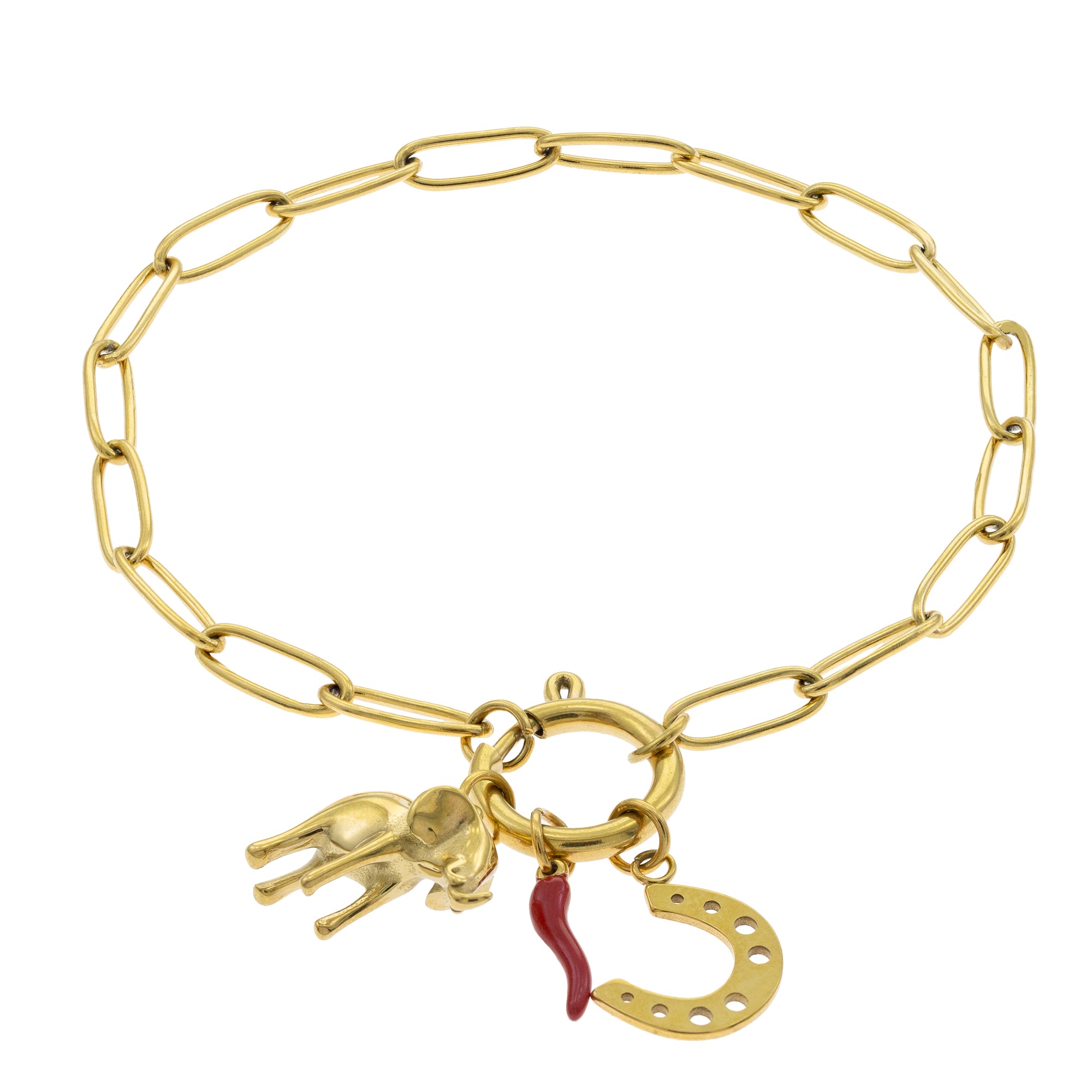 Pulsera con dijes de la suerte 19cm DORADO