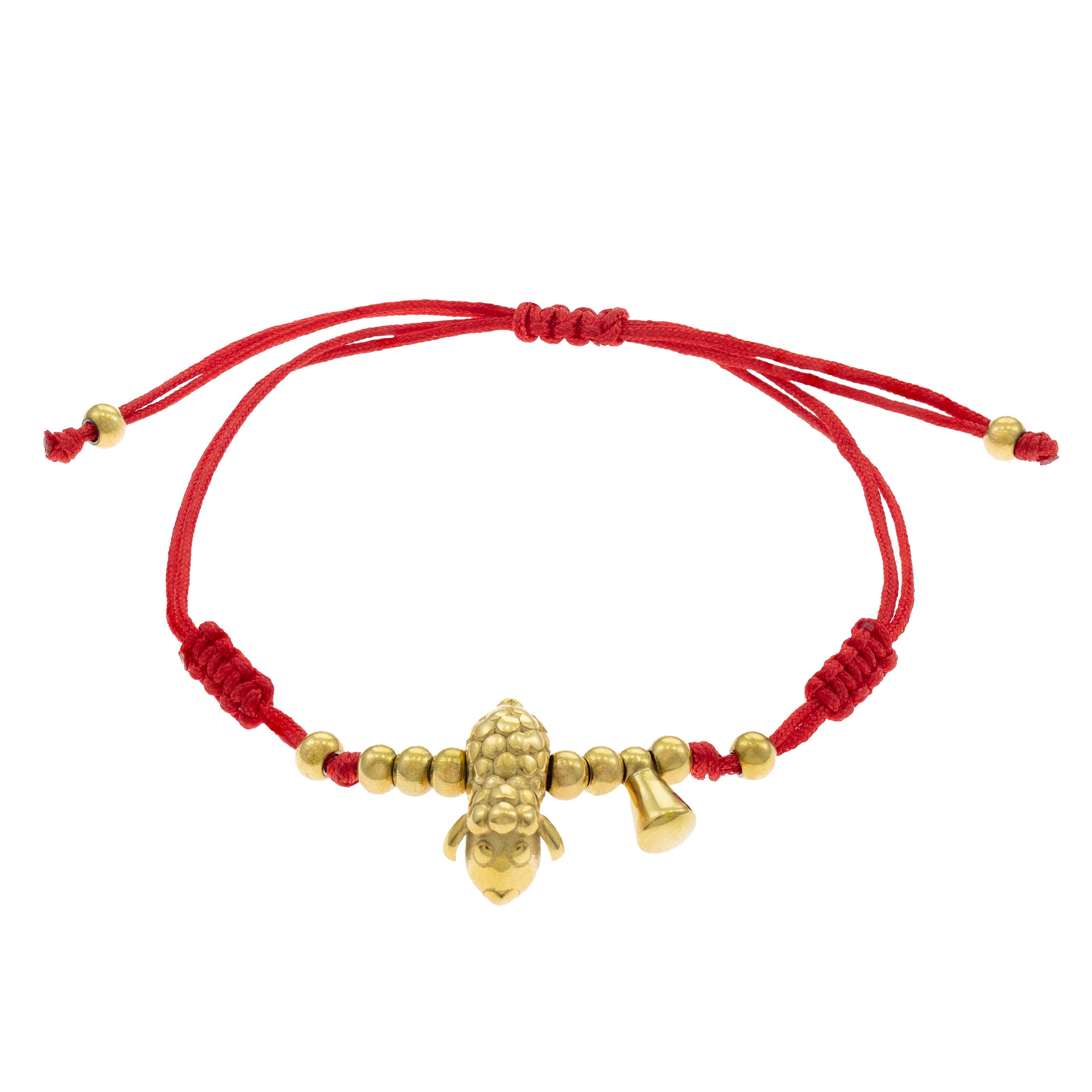 Pulsera ajustable de hilo rojo borrego de la fortuna DORADO
