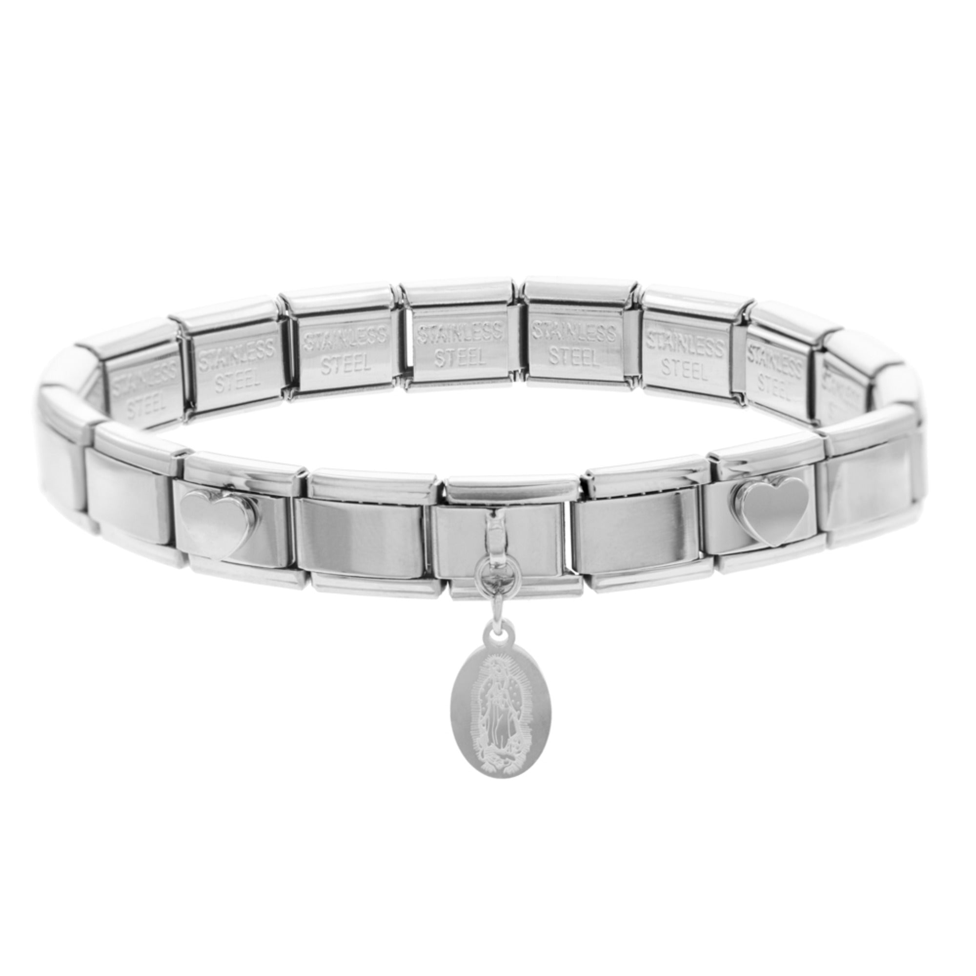 BRAZALETE ITALIANO VIRGEN DE GUADALUPE 9MM DORADO Plateado