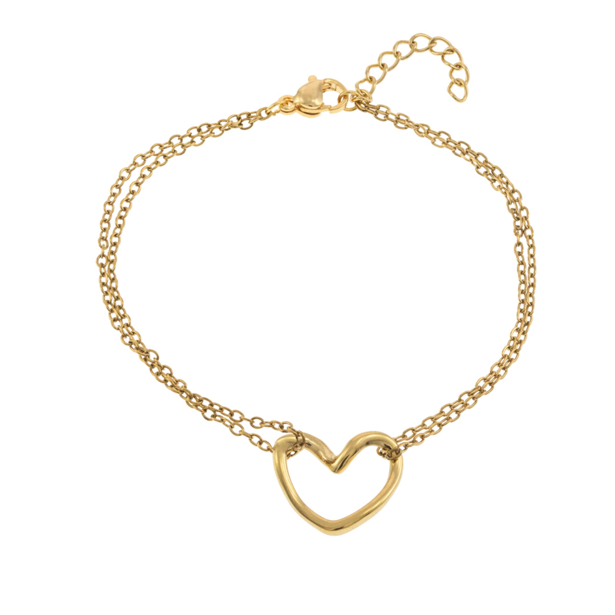 Pulsera con silueta de corazon 19cm DORADO