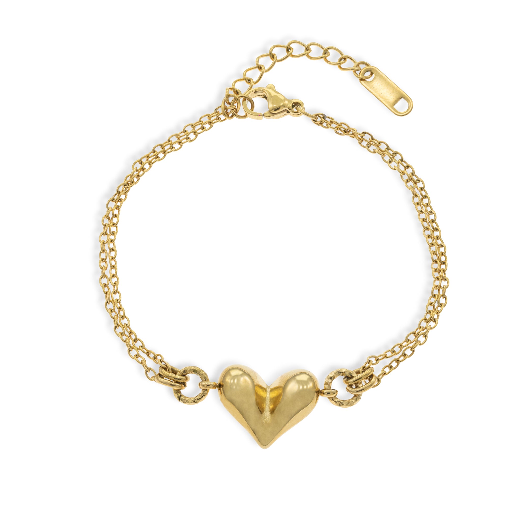 Pulsera con corazon ondulado 17cm DORADO