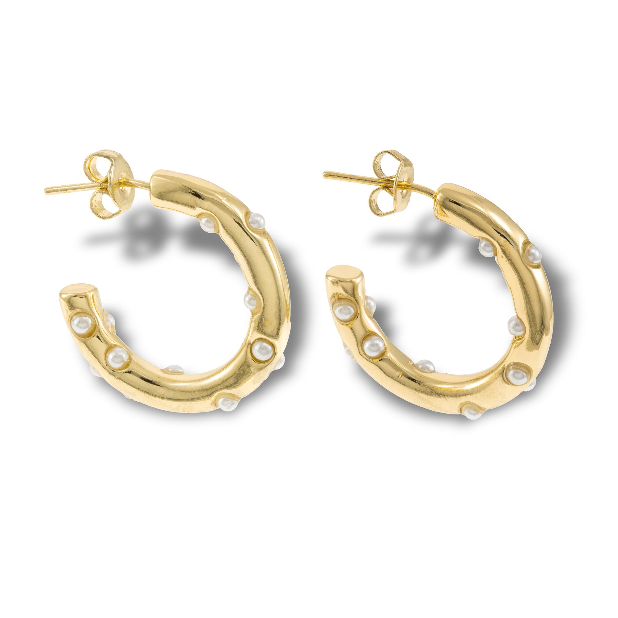 Arracada tubular con perlas sinteticas 22mm