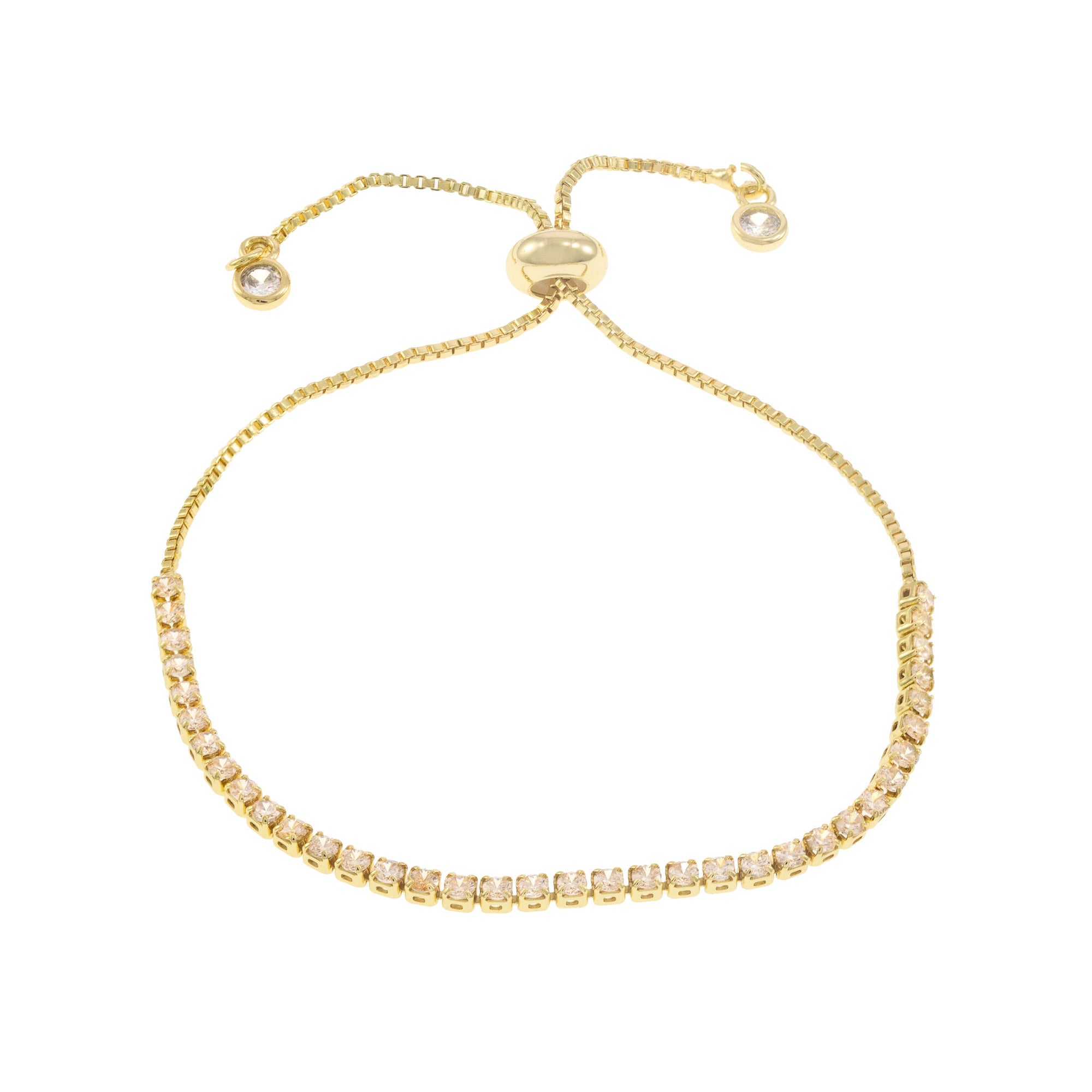 Pulsera Ajustable con Circonias 2MM 18K