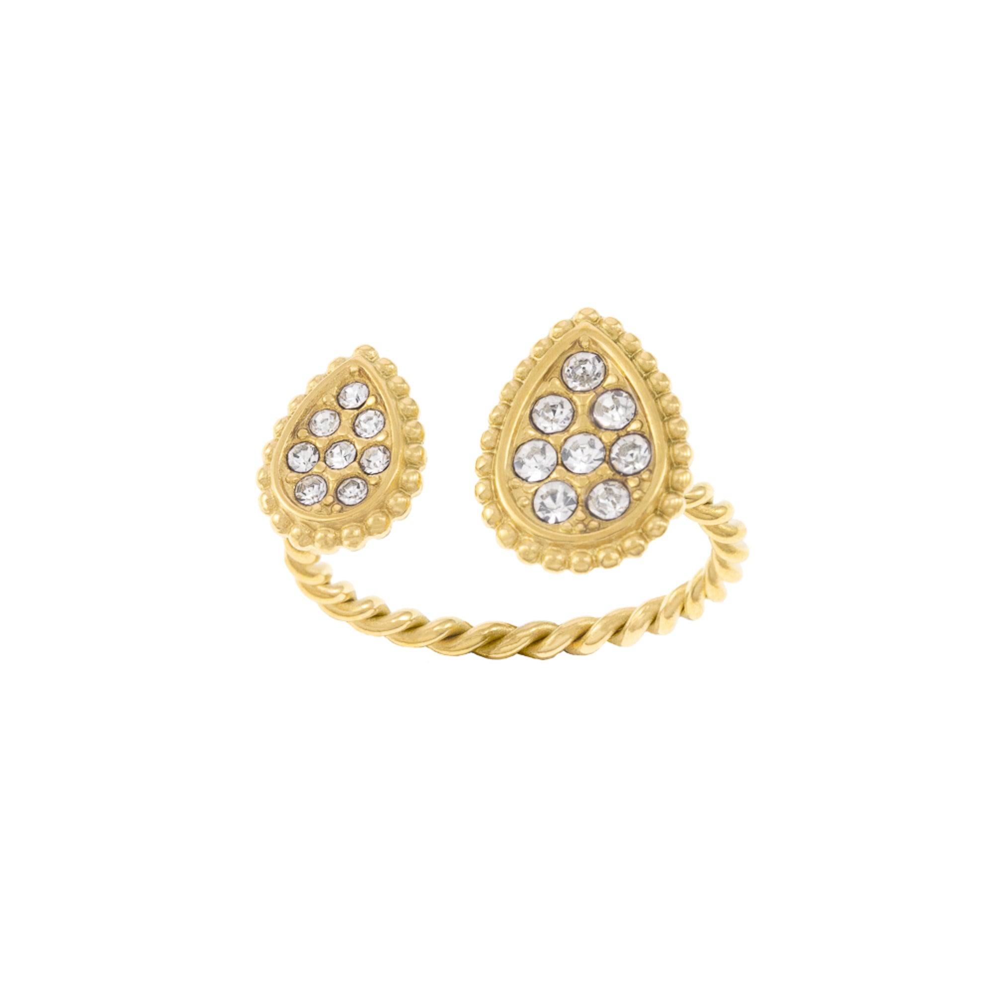 Anillo Ajustable de Gota con Cristal 2MM