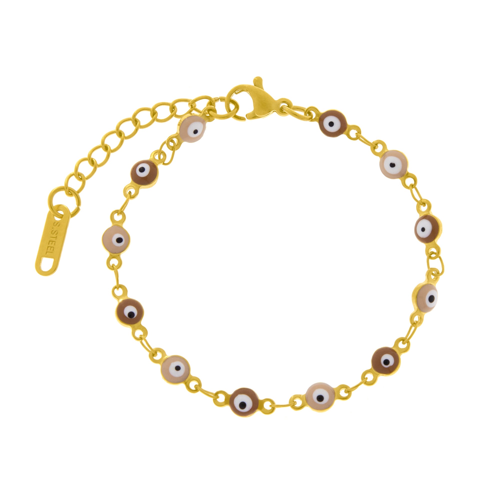Pulsera de ojitos 4mm cafe 15cm