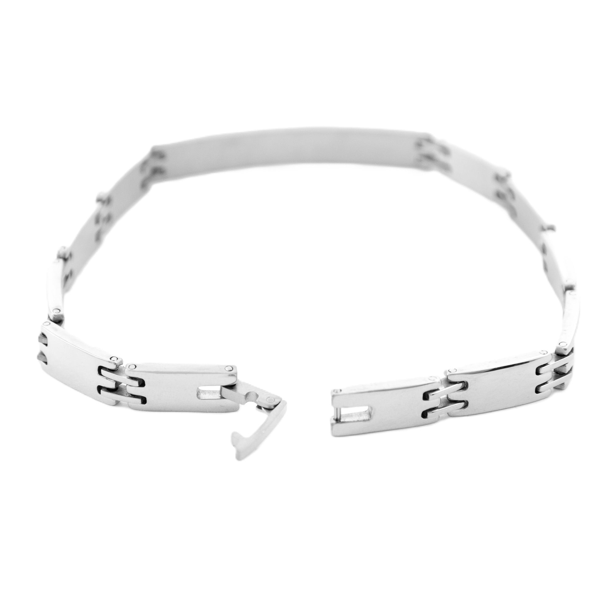 Brazalete para Caballero con Placas Lisas 21CM Plateado