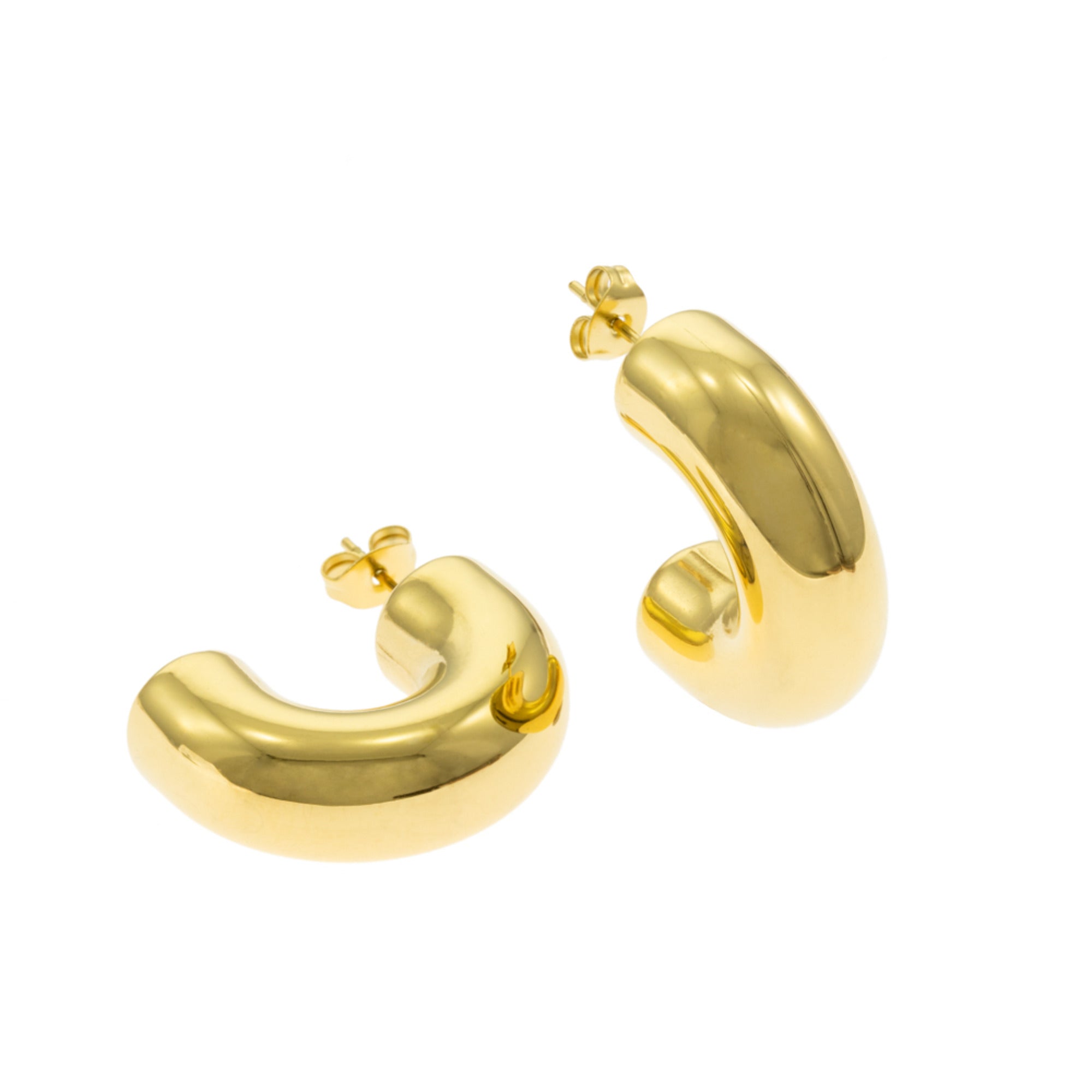Arracada C Tubular Gruesa Lisa 28MM Dorado