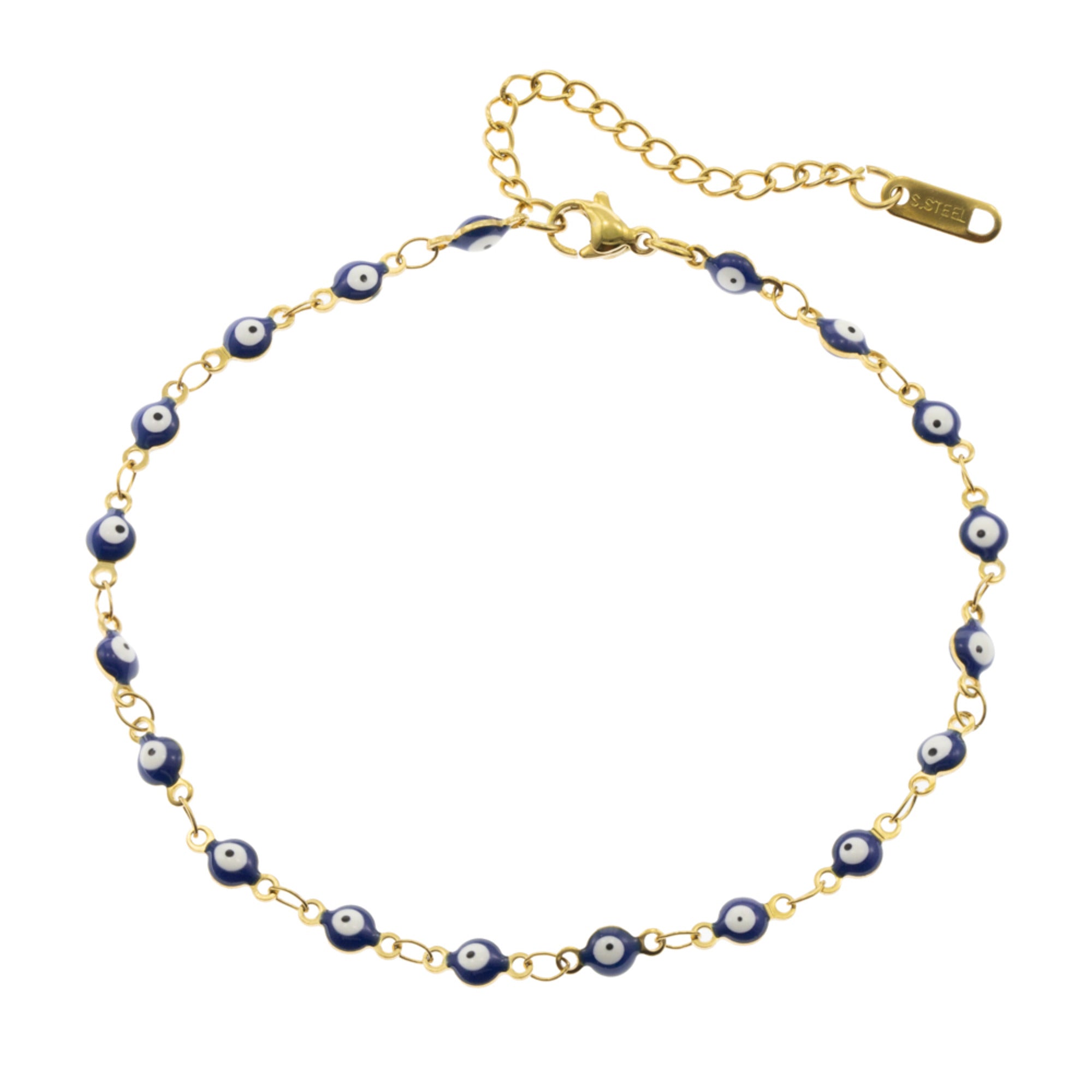 Tobillera de Ojitos 4MM Azul 22CM