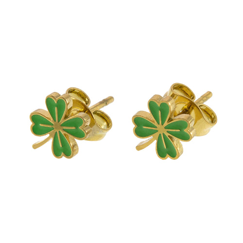 Broquel trebol esmaltado verde 8mm