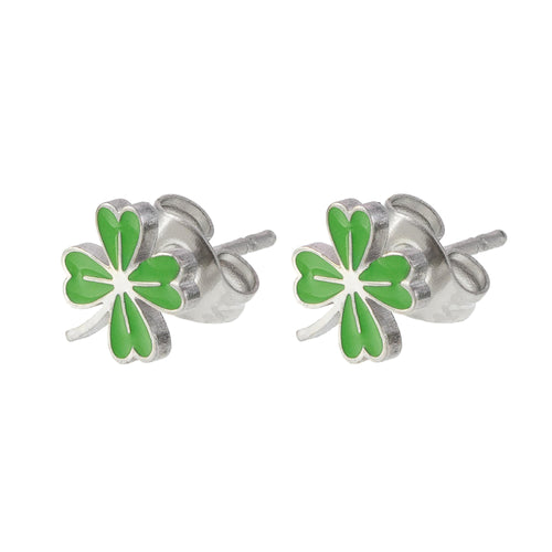 Broquel trebol esmaltado verde 8mm