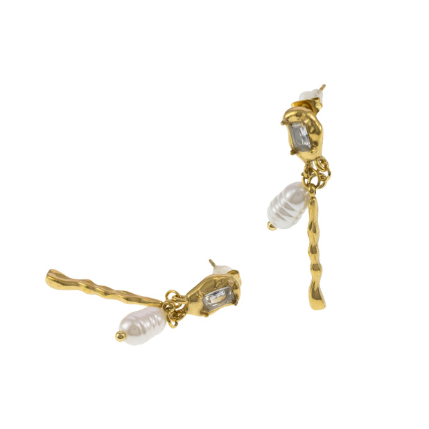 Arete largo perla colgante 40mm