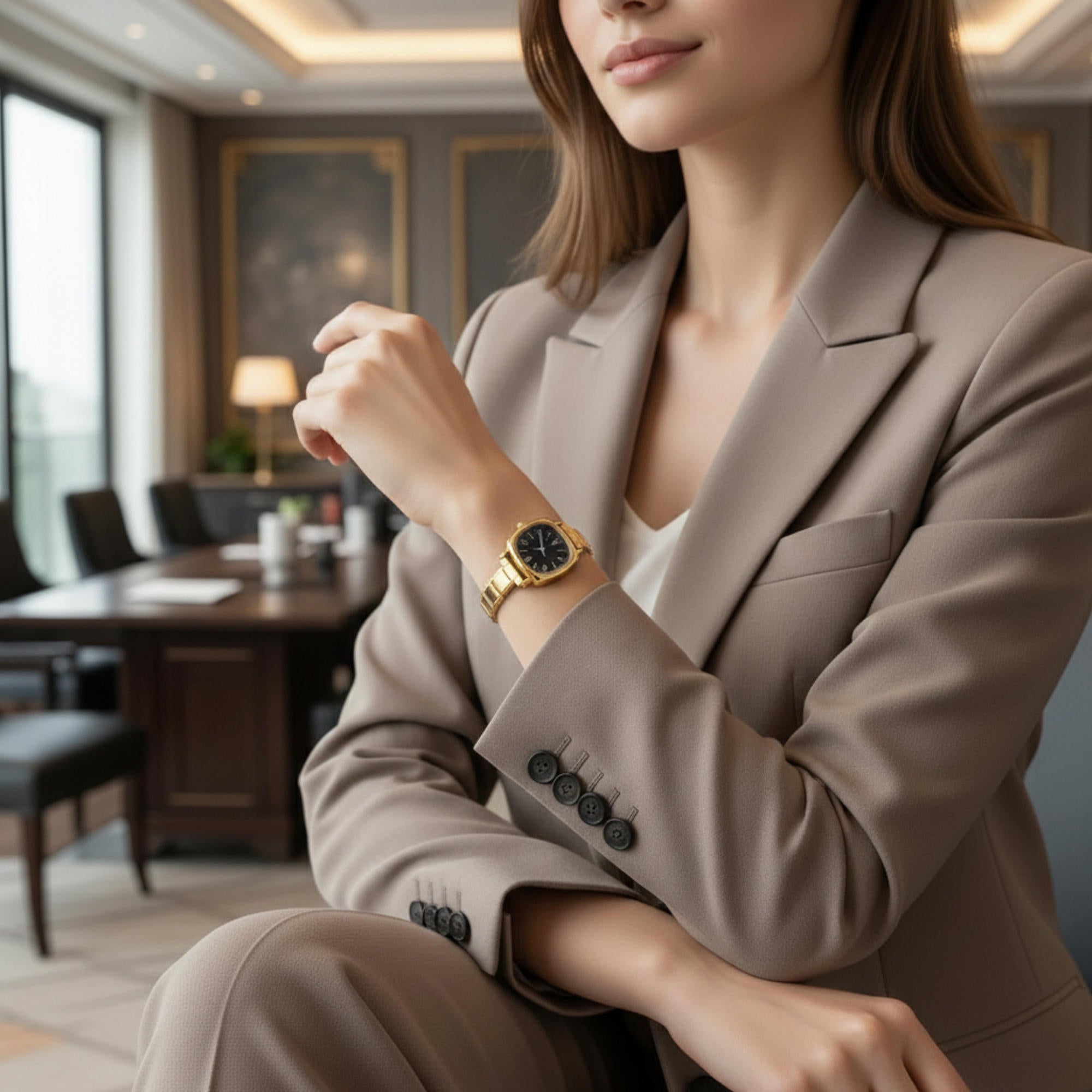 Reloj ajustable eslabon italiano caratula cuadrada 26mm