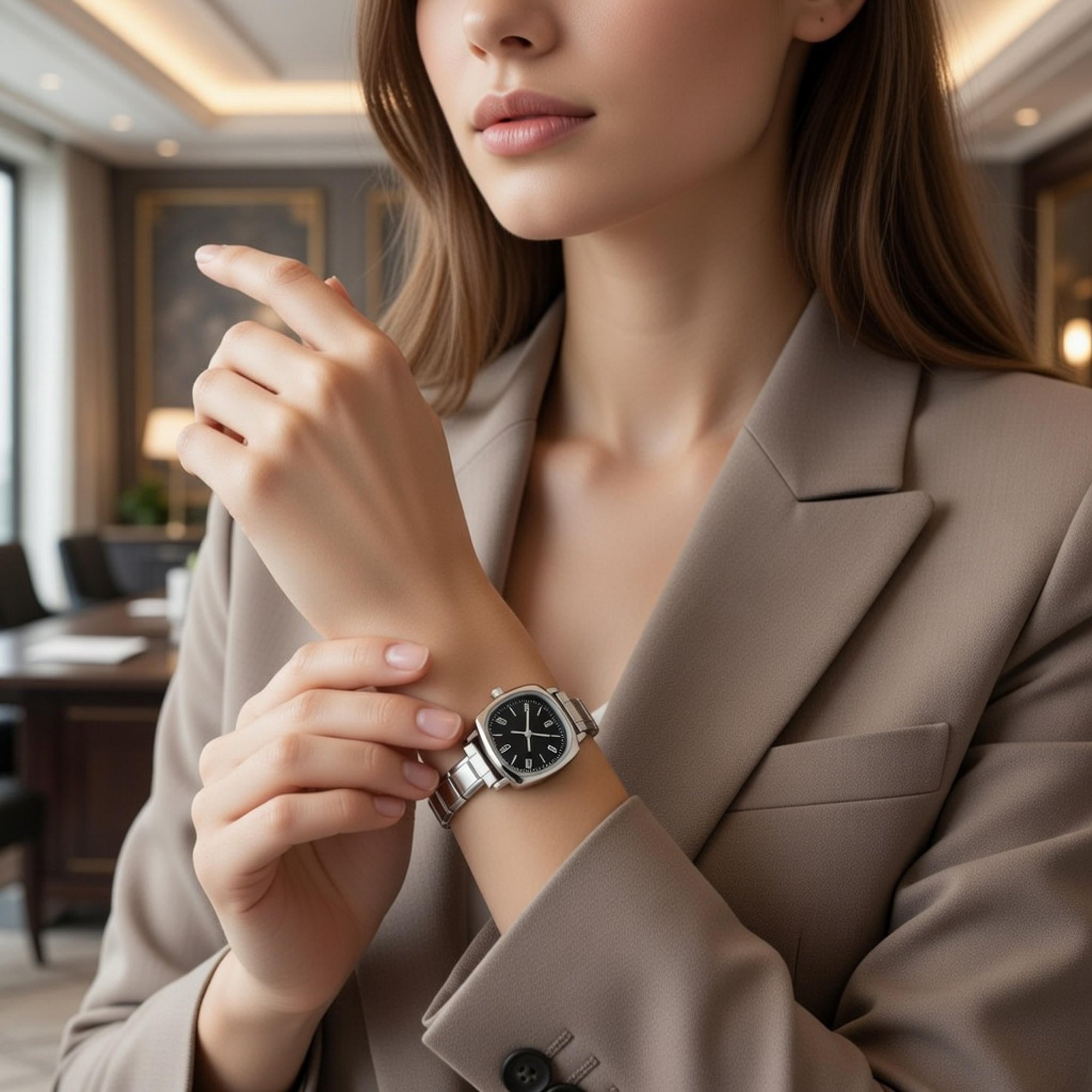 Reloj ajustable eslabon italiano caratula cuadrada 26mm