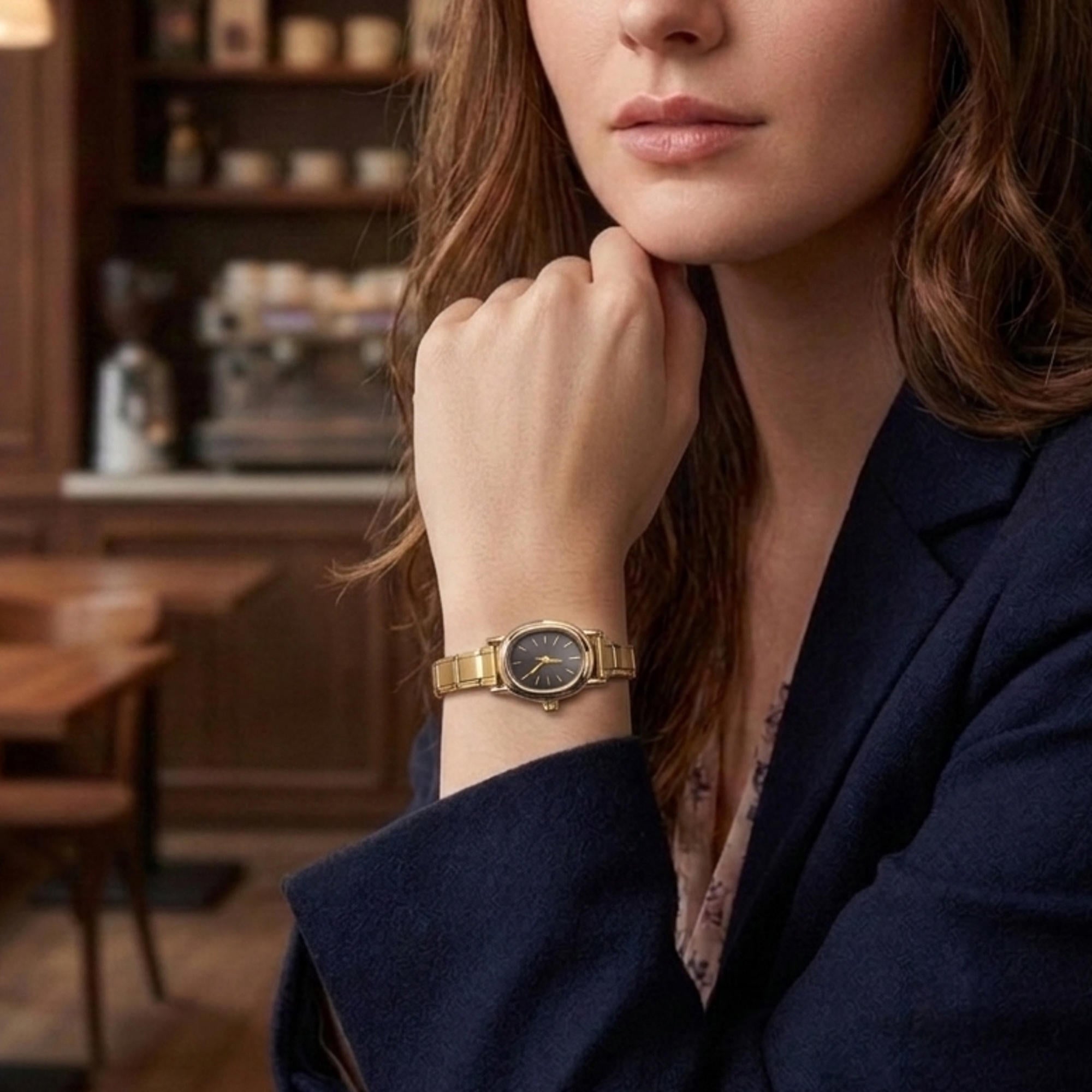 Reloj ajustable eslabon italiano caratula ovalada 19mm