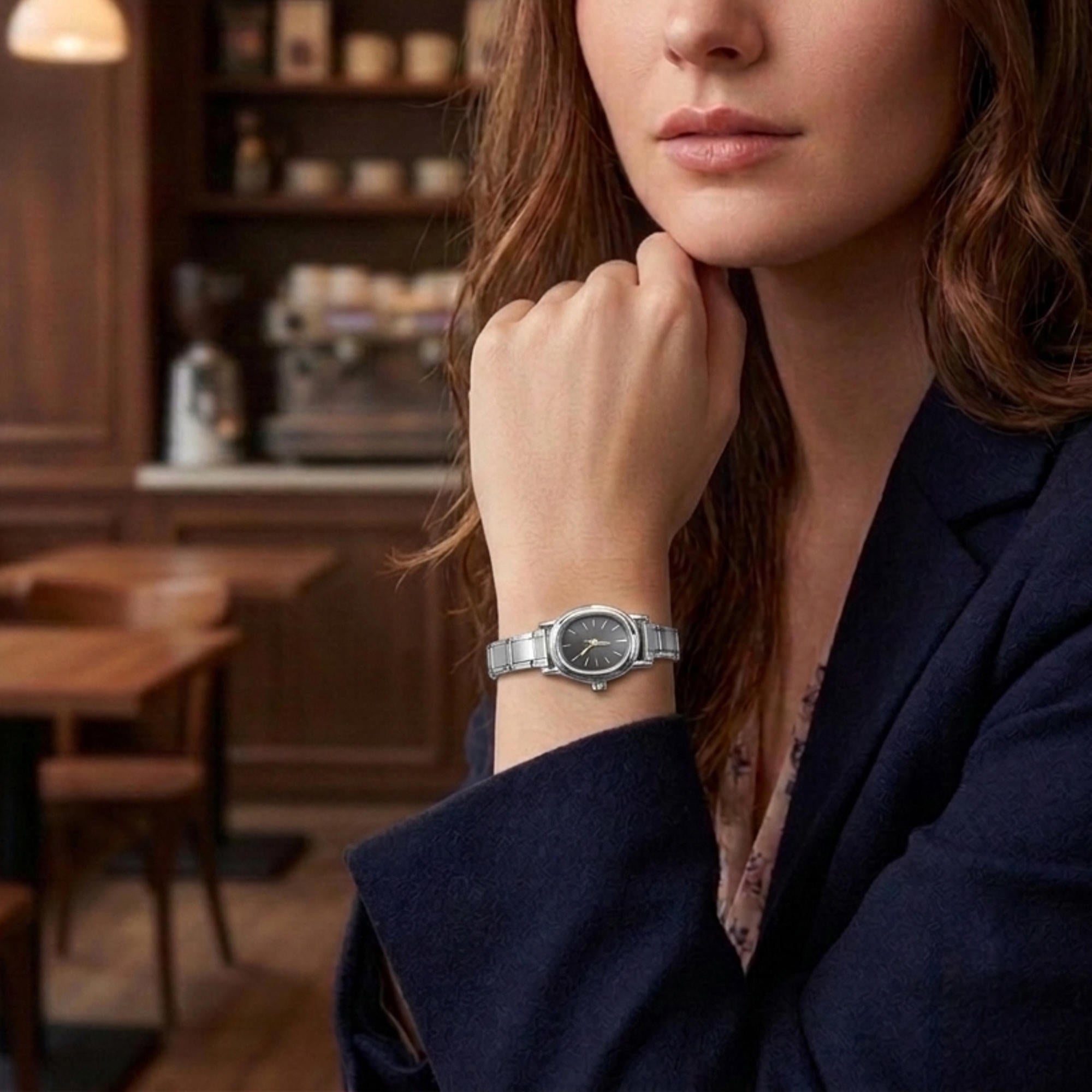 Reloj ajustable eslabon italiano caratula ovalada 19mm