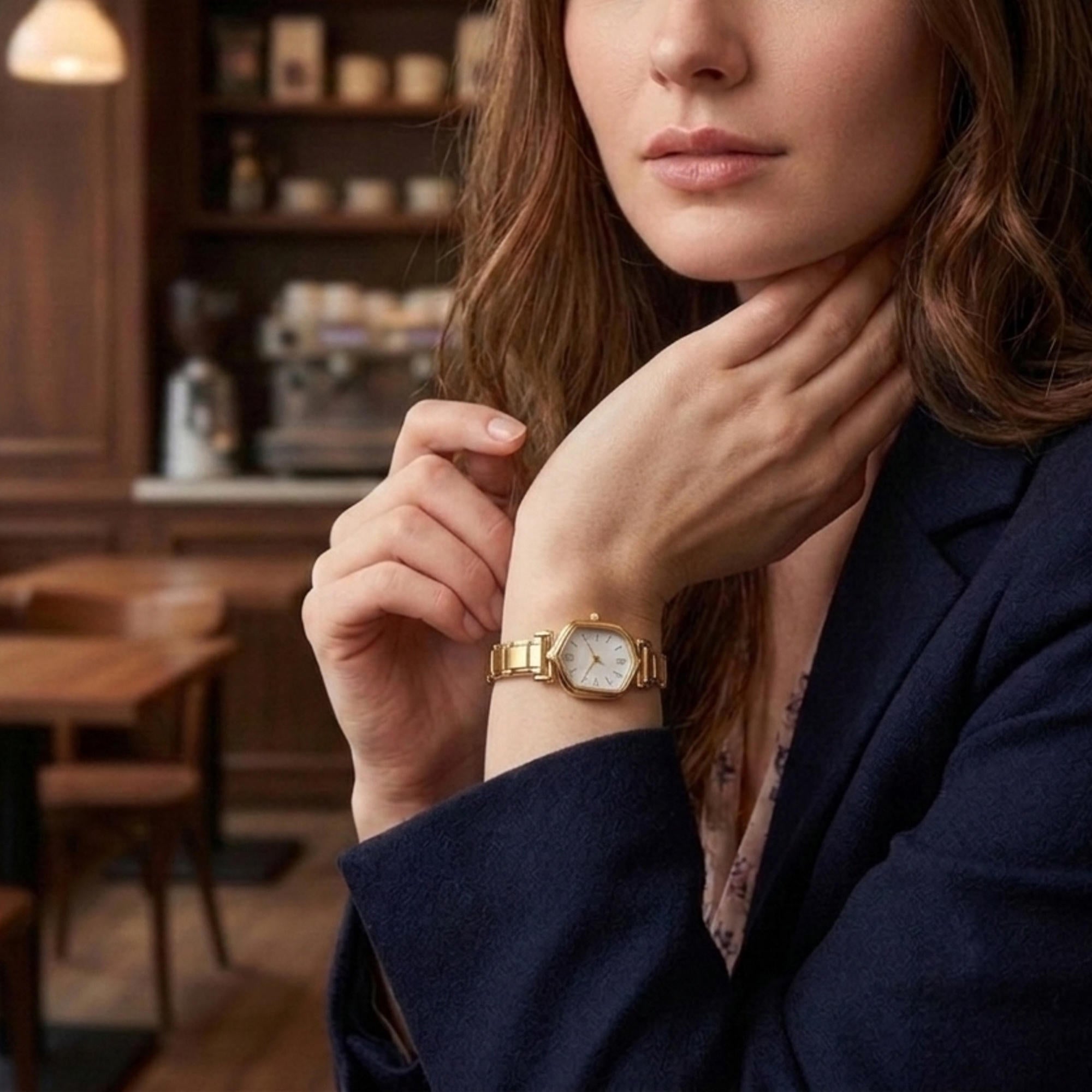 Reloj ajustable eslabon italiano caratula hexagonal 20mm