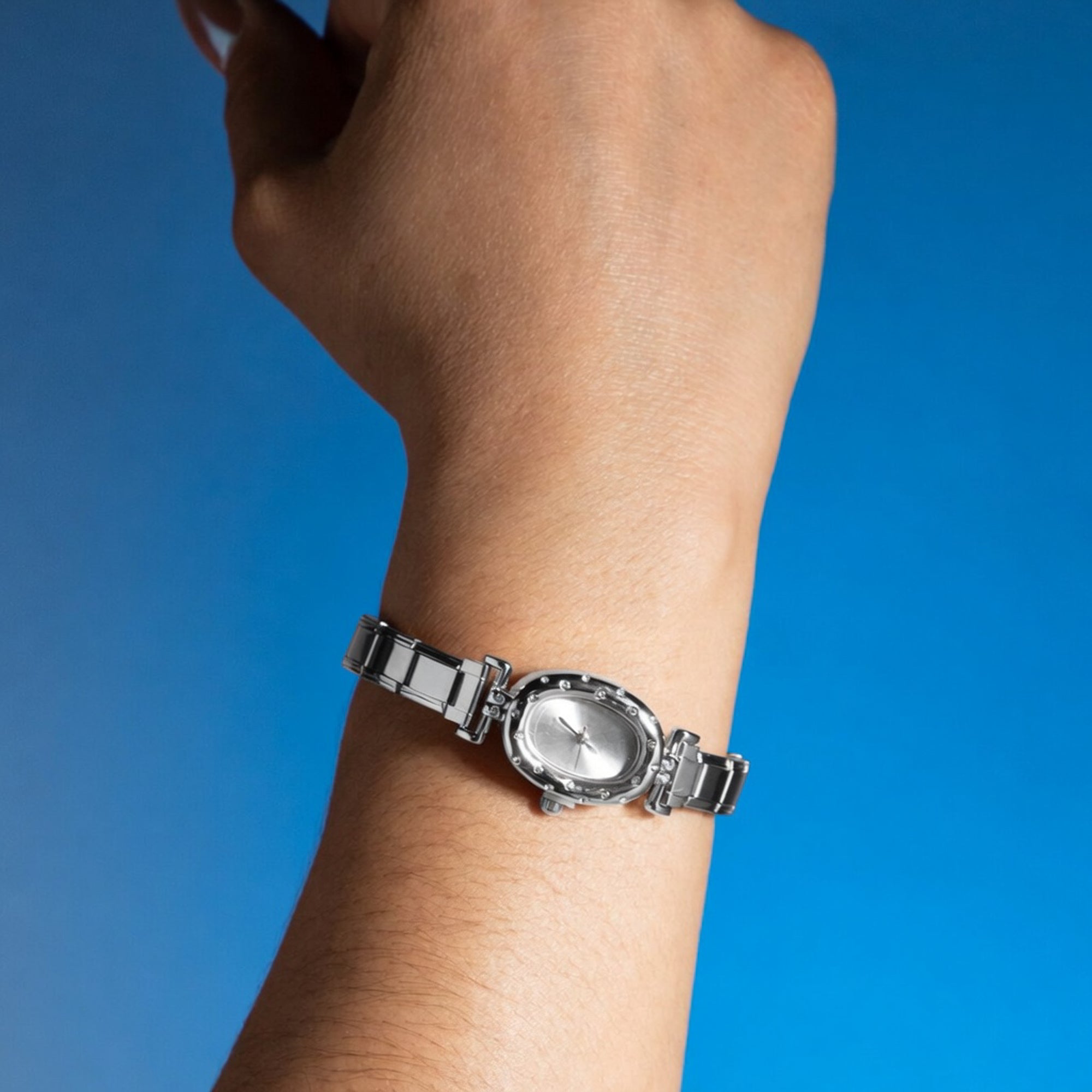 Reloj ajustable italiano caratula ovalada con cristales 19mm