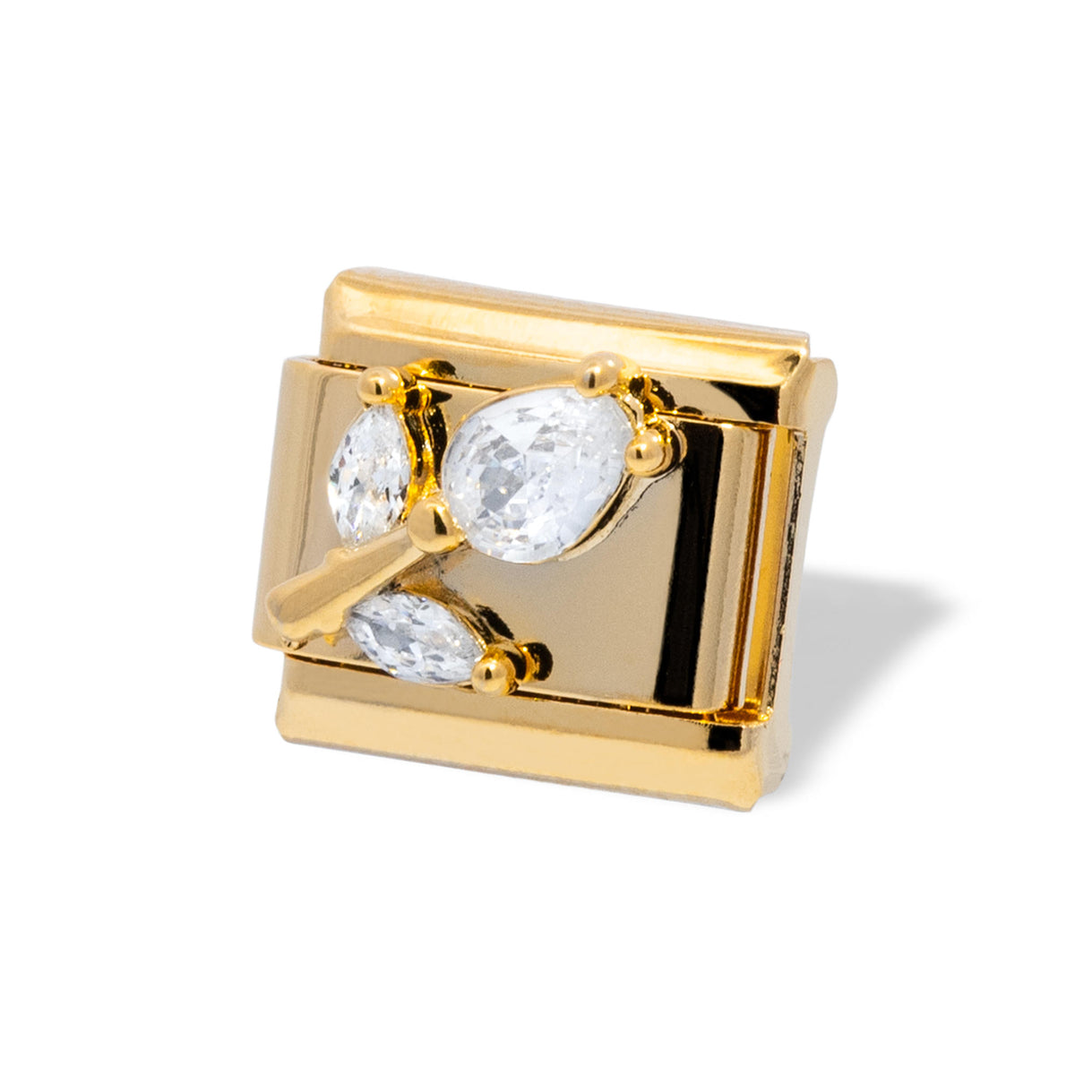 Eslabon italiano de tulipan con cristal 11x9mm